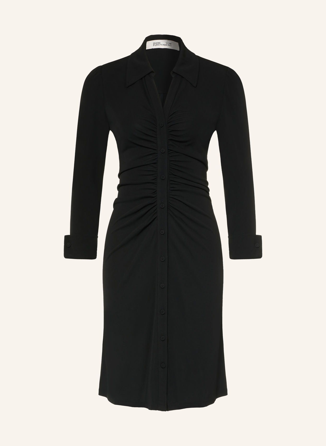 DIANE VON FURSTENBERG Hemdblusenkleid SHESKA aus Jersey mit 3/4-Arm: SCHWARZ