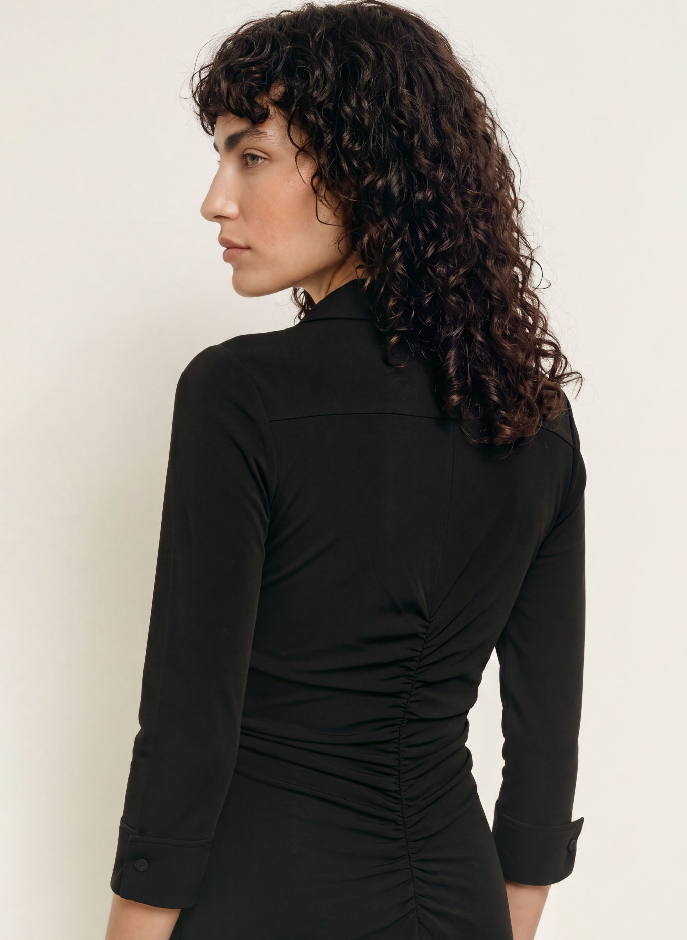DIANE VON FURSTENBERG Hemdblusenkleid SHESKA aus Jersey mit 3/4-Arm: SCHWARZ
