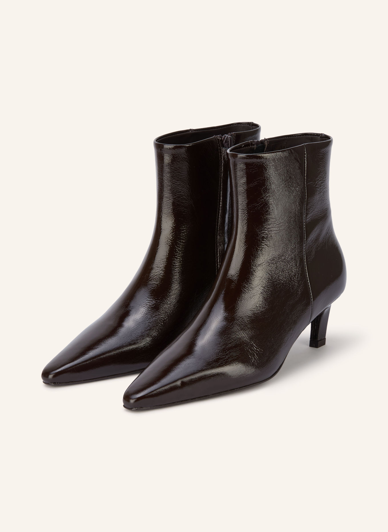 MRS & HUGS Patent leather ankle boots: DARK BROWN