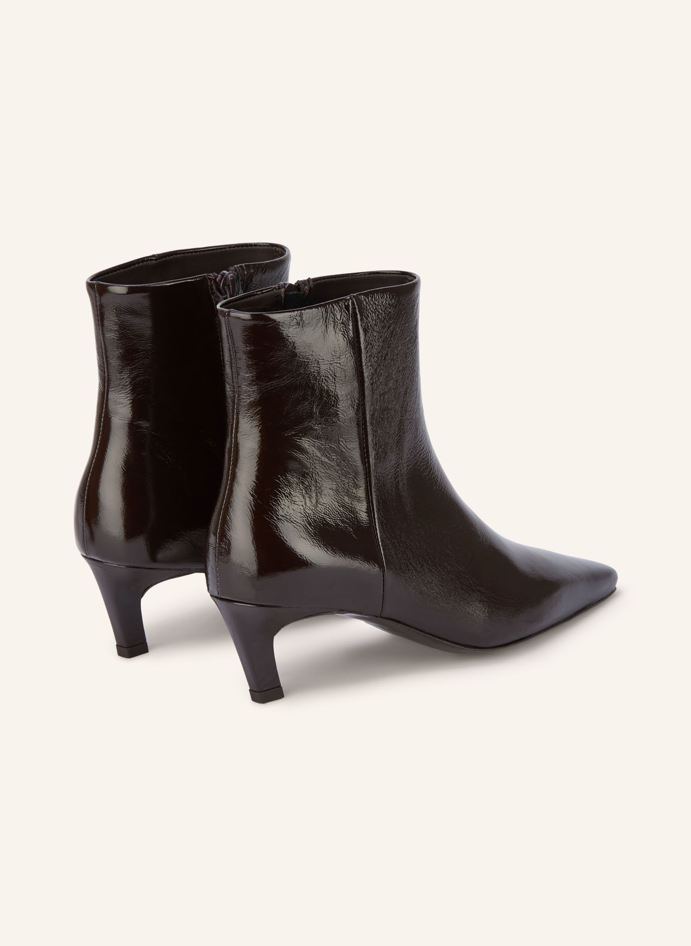 MRS & HUGS Patent leather ankle boots: DARK BROWN