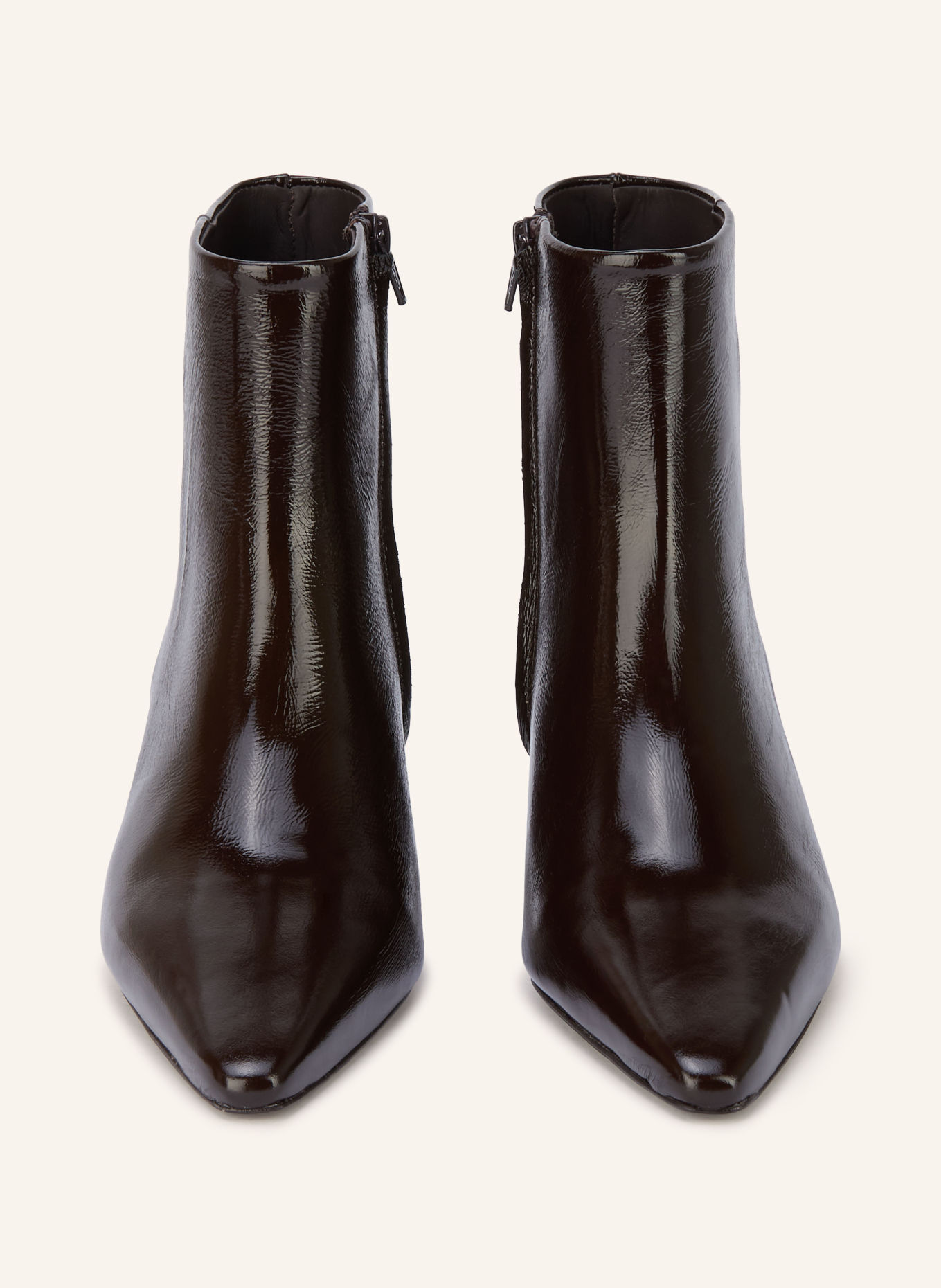 MRS & HUGS Patent leather ankle boots: DARK BROWN