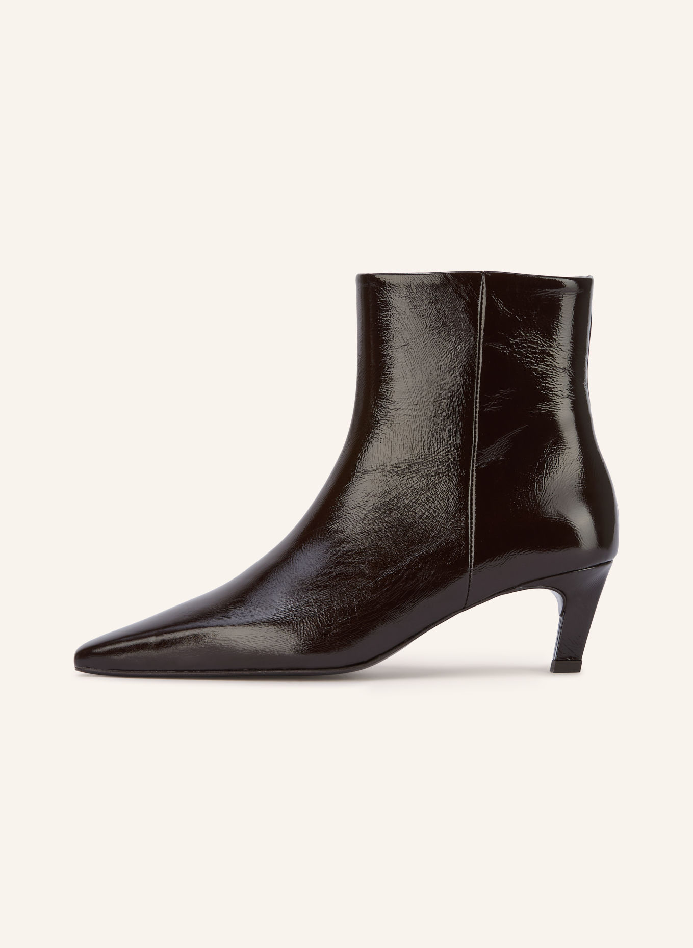 MRS & HUGS Patent leather ankle boots: DARK BROWN