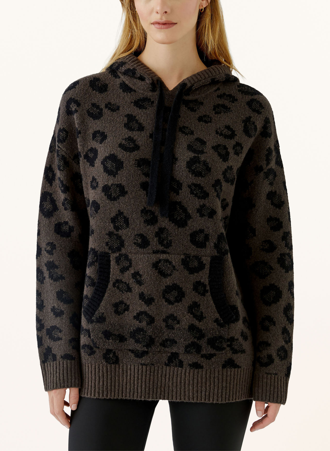 oui Strick-Hoodie: BRAUN / SCHWARZ