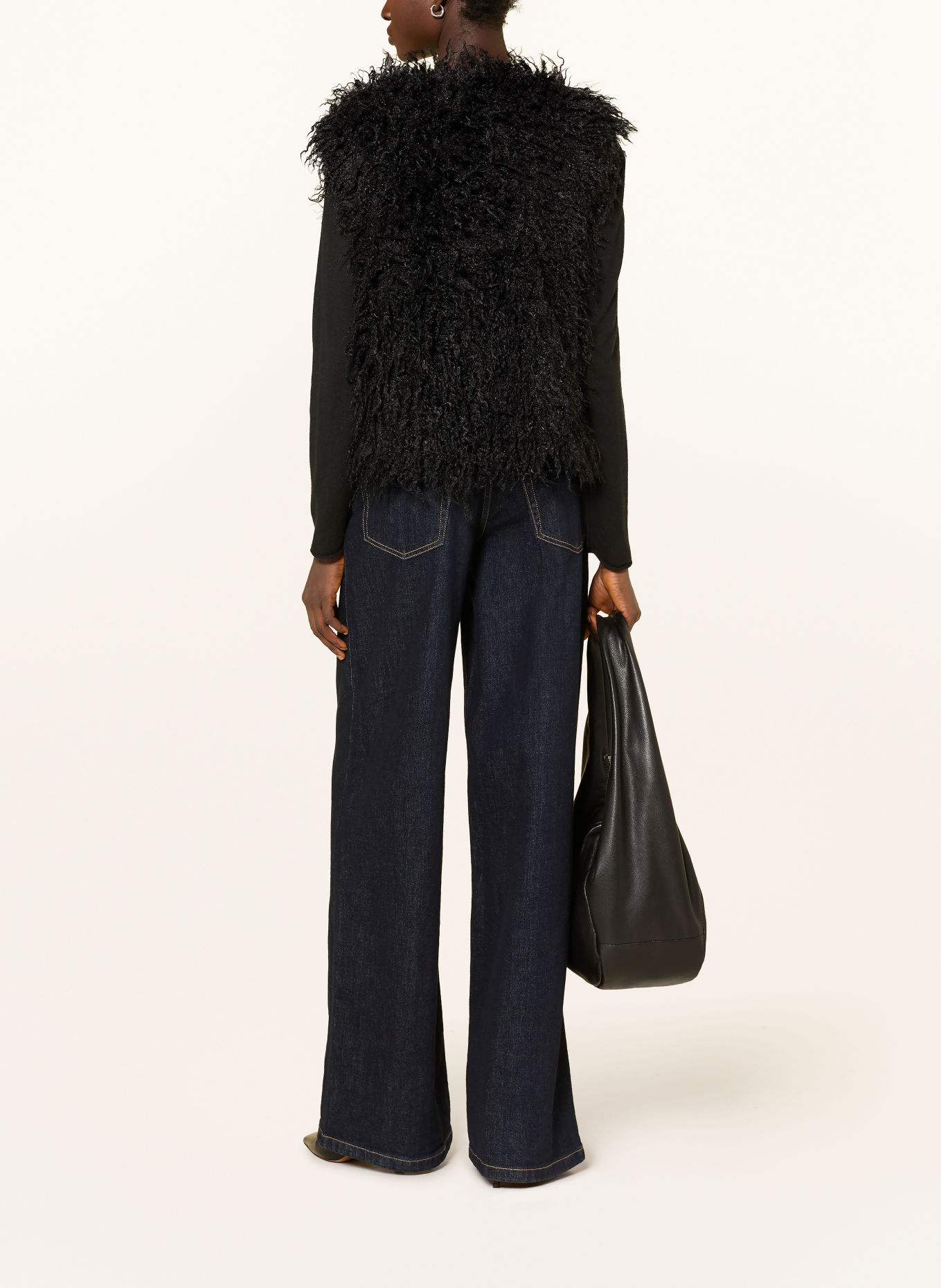 oui Faux Fur Vest: BLACK