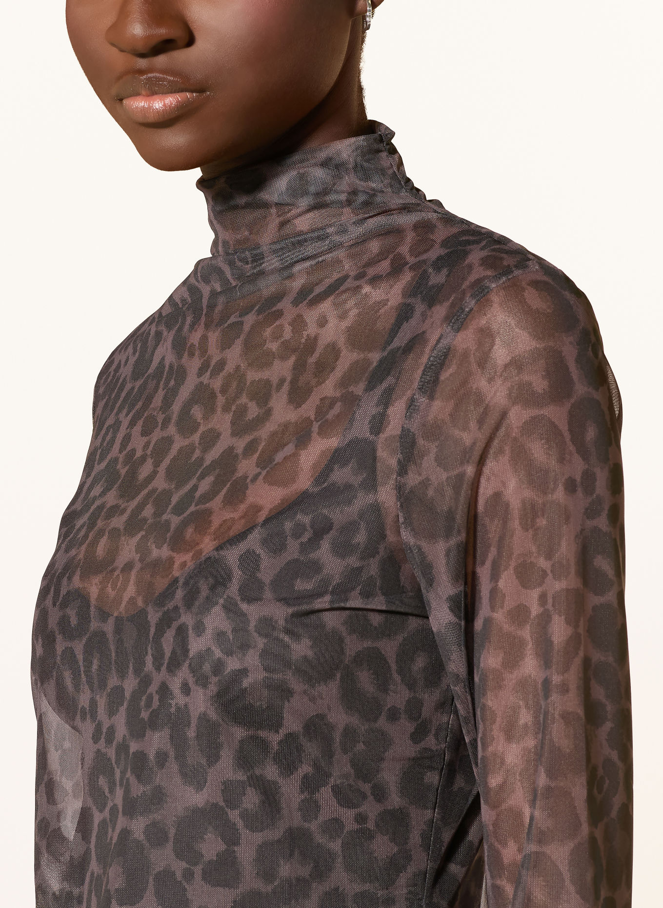 oui Longsleeve aus Mesh: SCHWARZ / GRAU