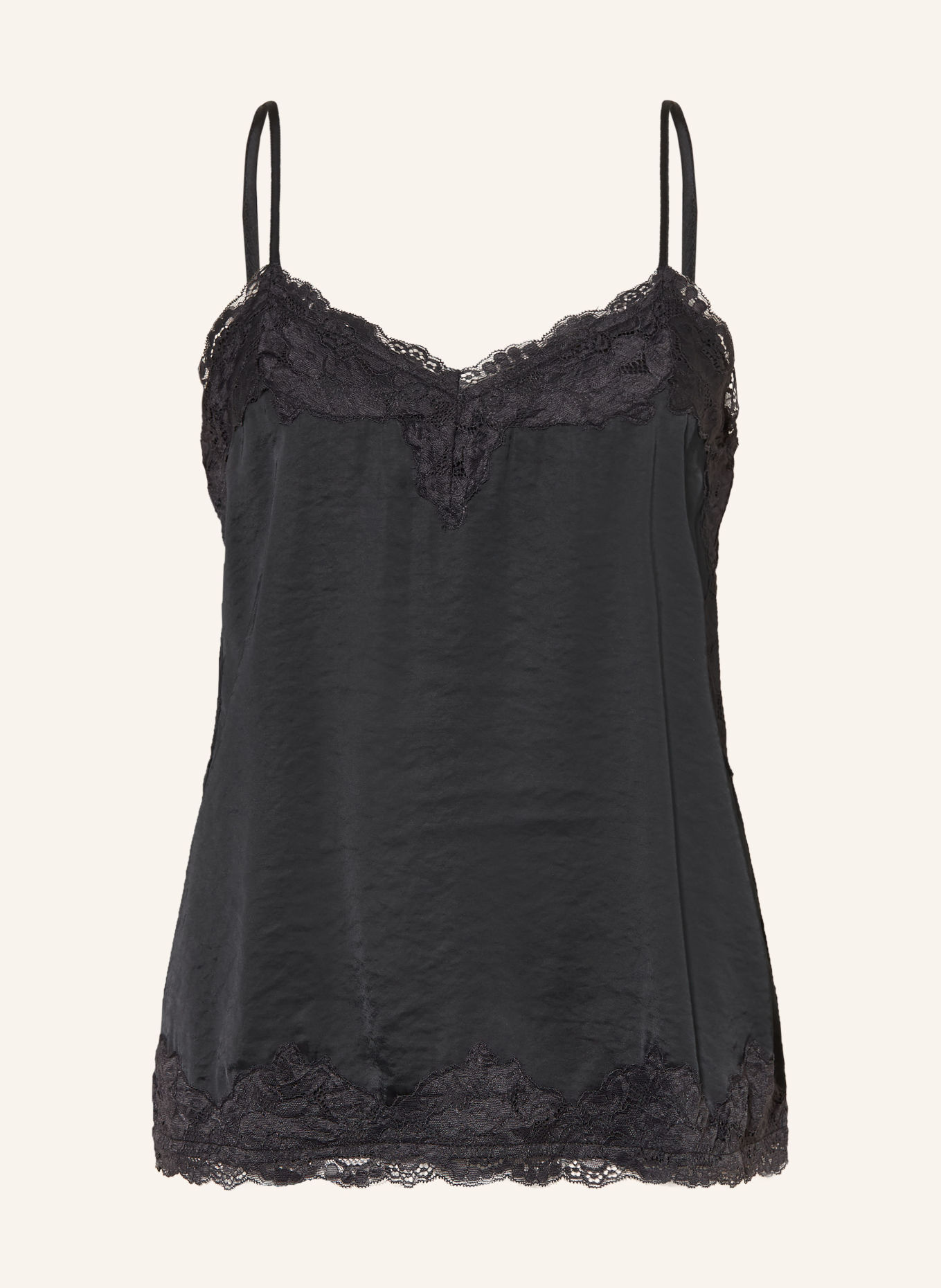 oui Satintop mit Spitze: SCHWARZ