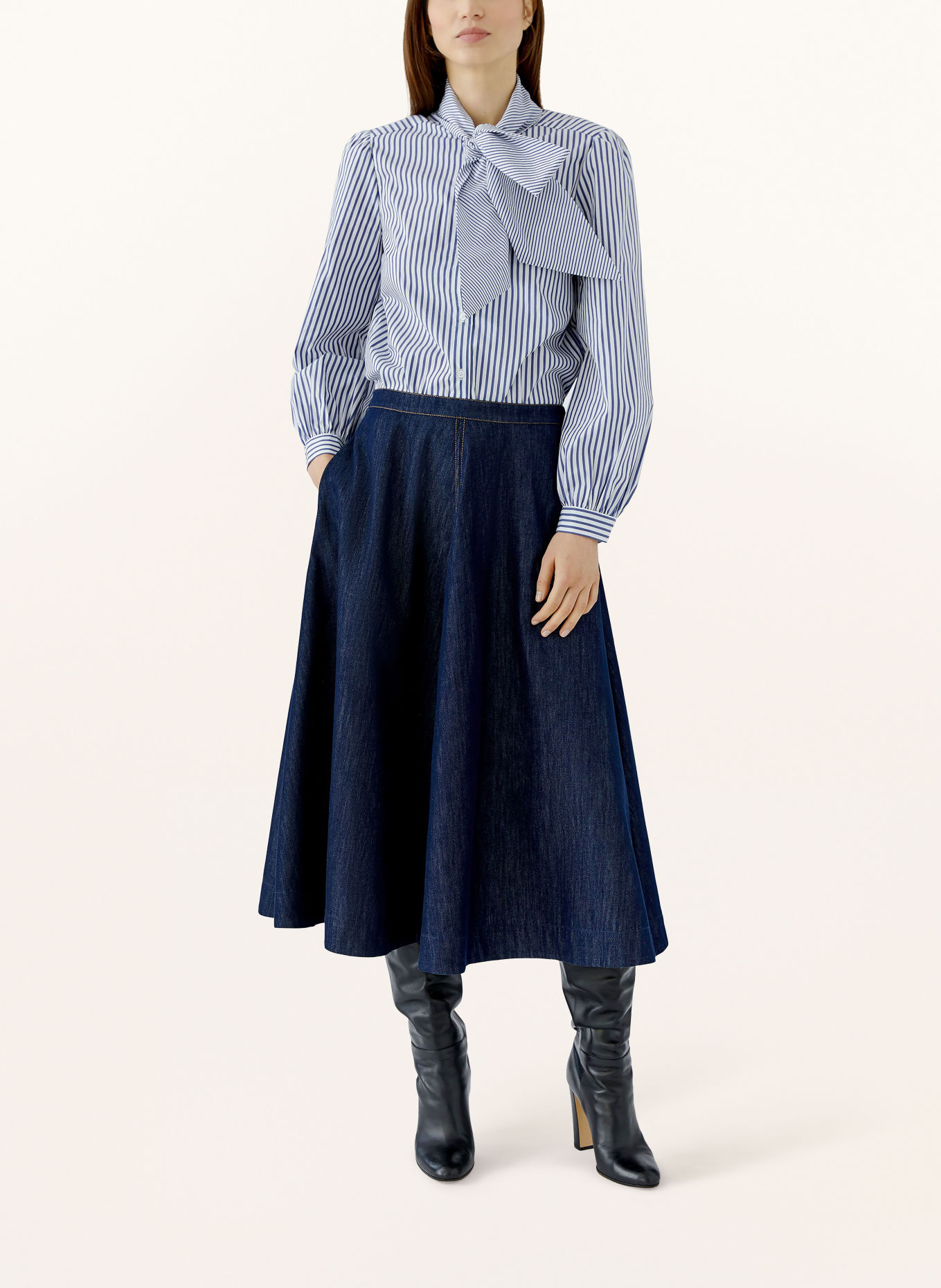 oui Schluppenbluse: BLAU / WEISS