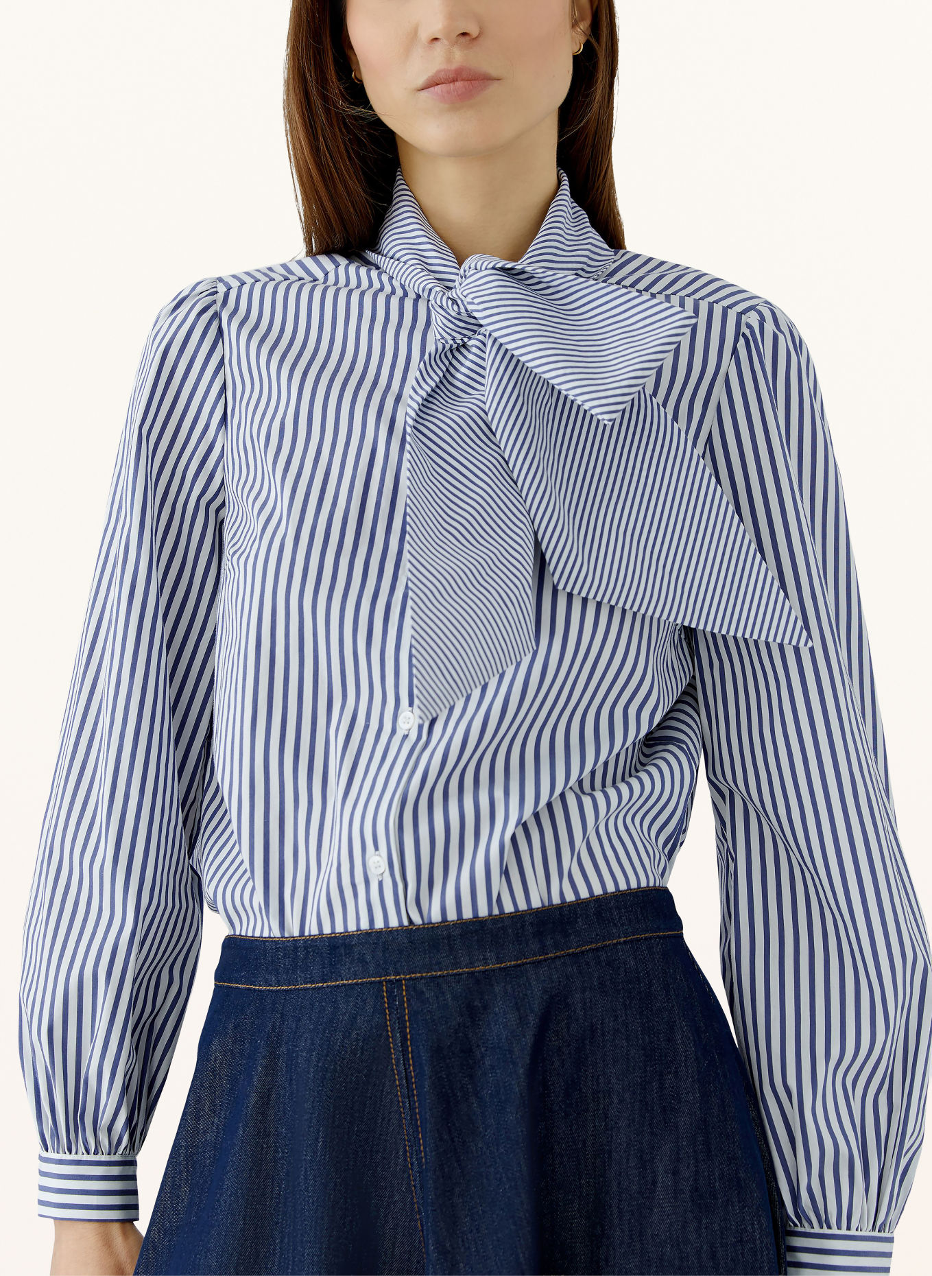 oui Schluppenbluse: BLAU / WEISS