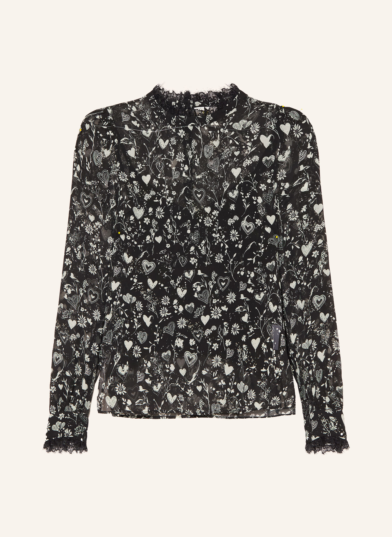 Princess GOES HOLLYWOOD Zijden blouseshirt met kant: ZWART / WIT