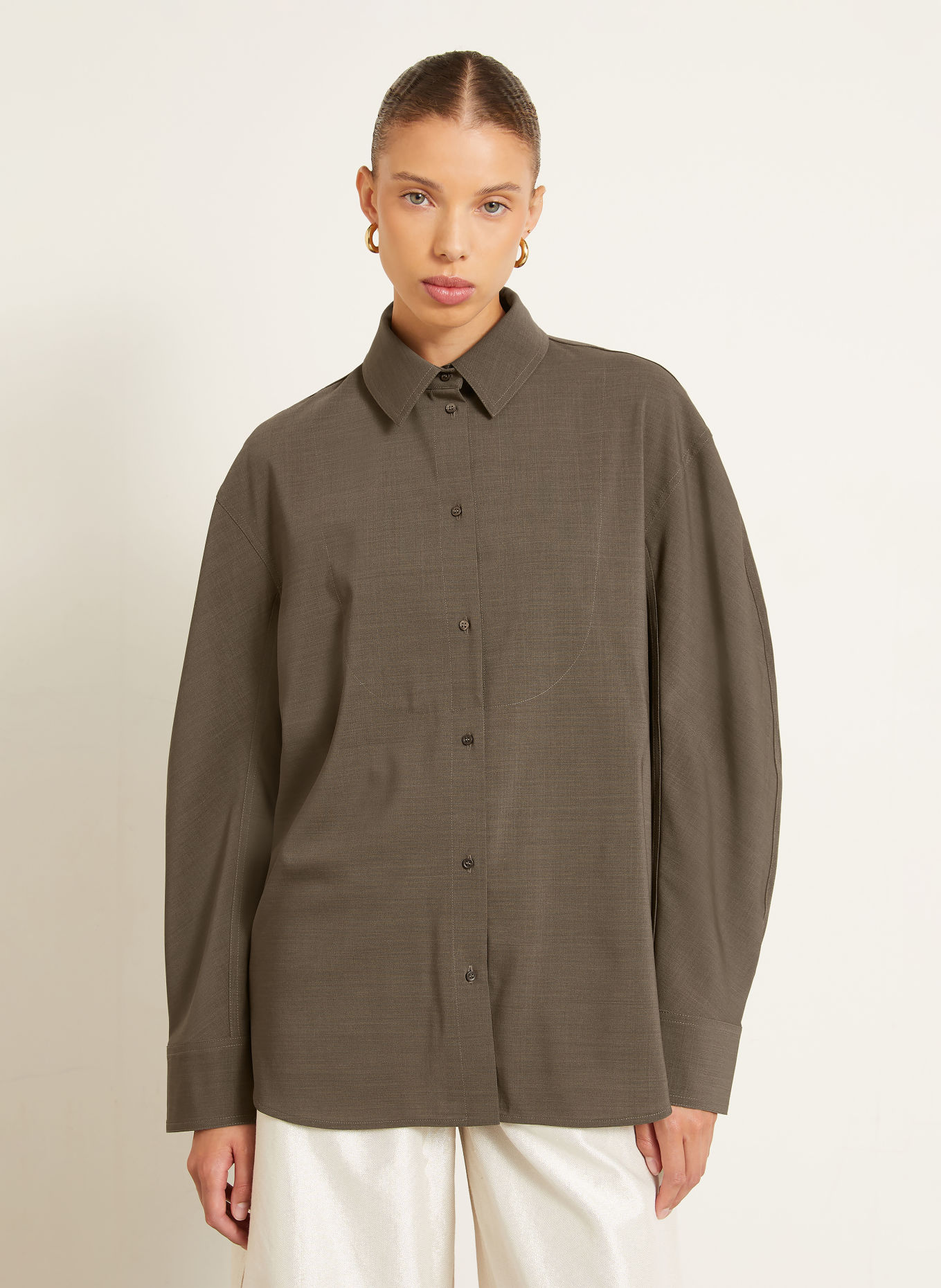 JACQUEMUS Košilová halenka LA CHEMISE CITTA: KHAKI