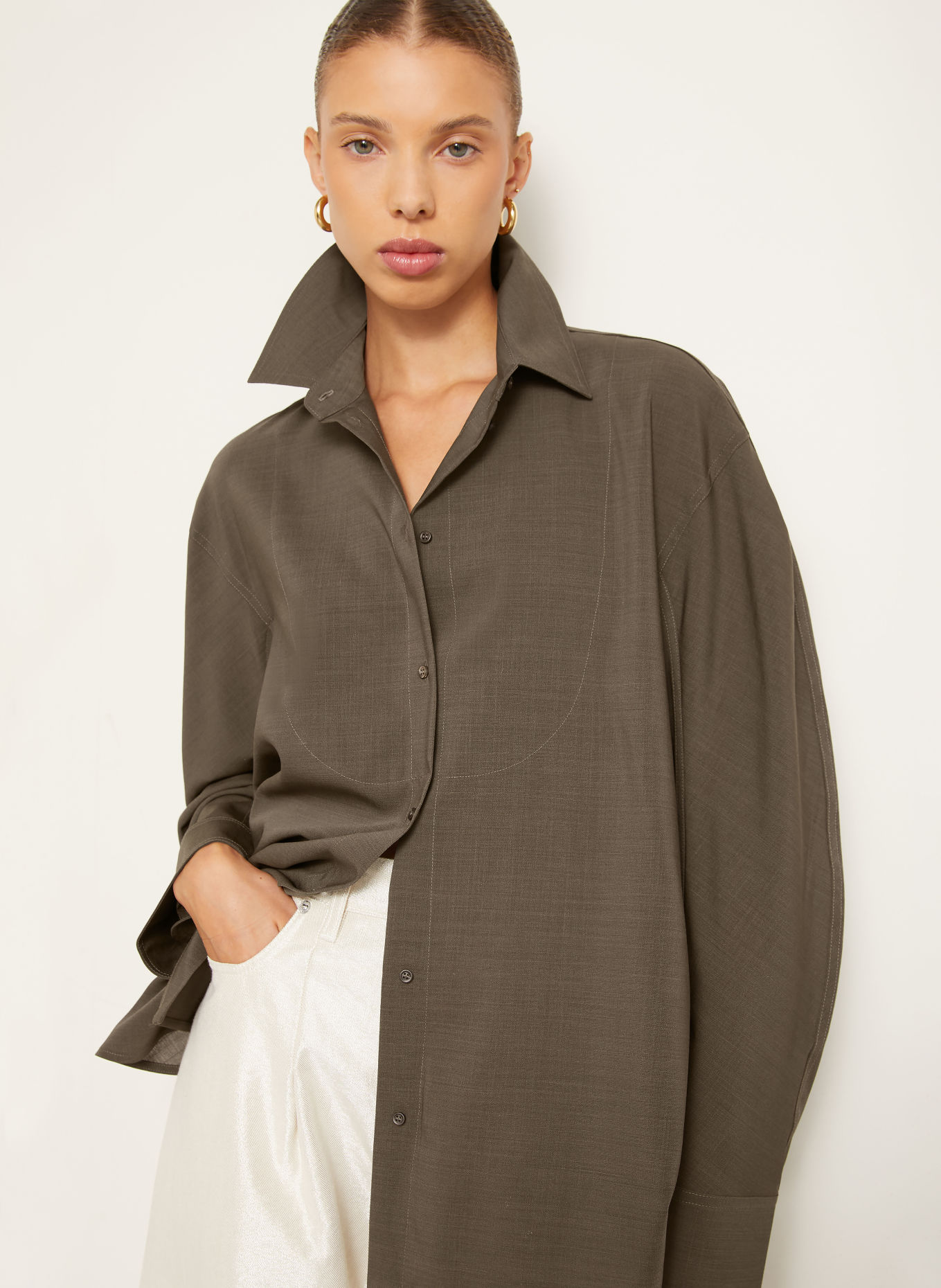 JACQUEMUS Košilová halenka LA CHEMISE CITTA: KHAKI