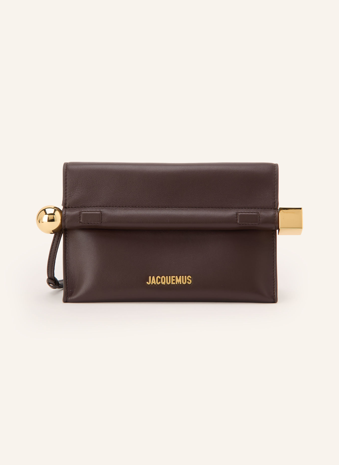 JACQUEMUS Crossbody bag LE SAC ROND CARRE: DARK BROWN / GOLD