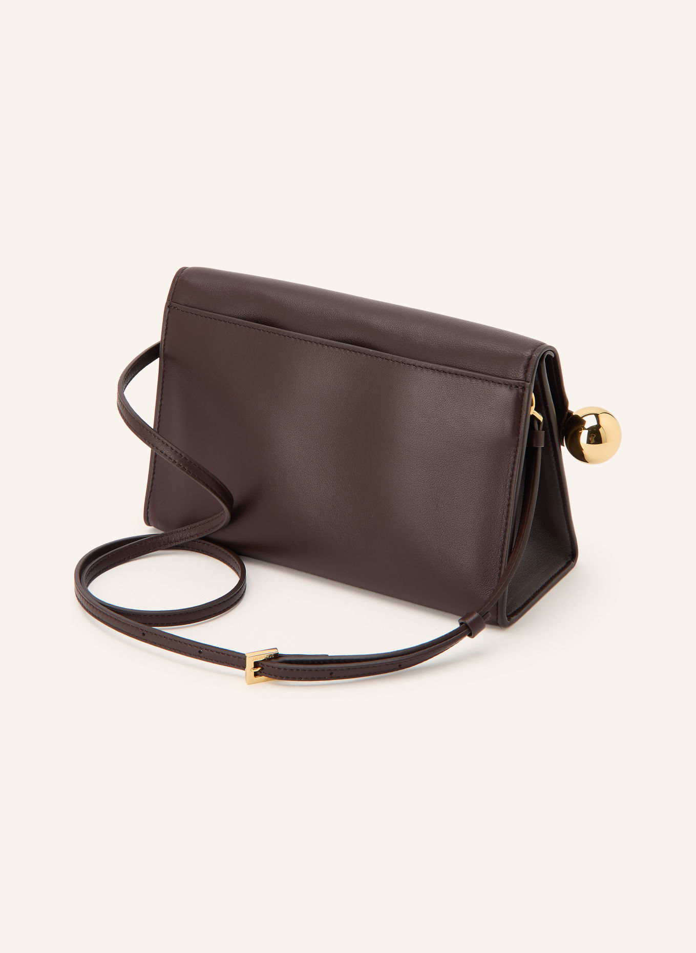 JACQUEMUS Crossbody bag LE SAC ROND CARRE: DARK BROWN / GOLD