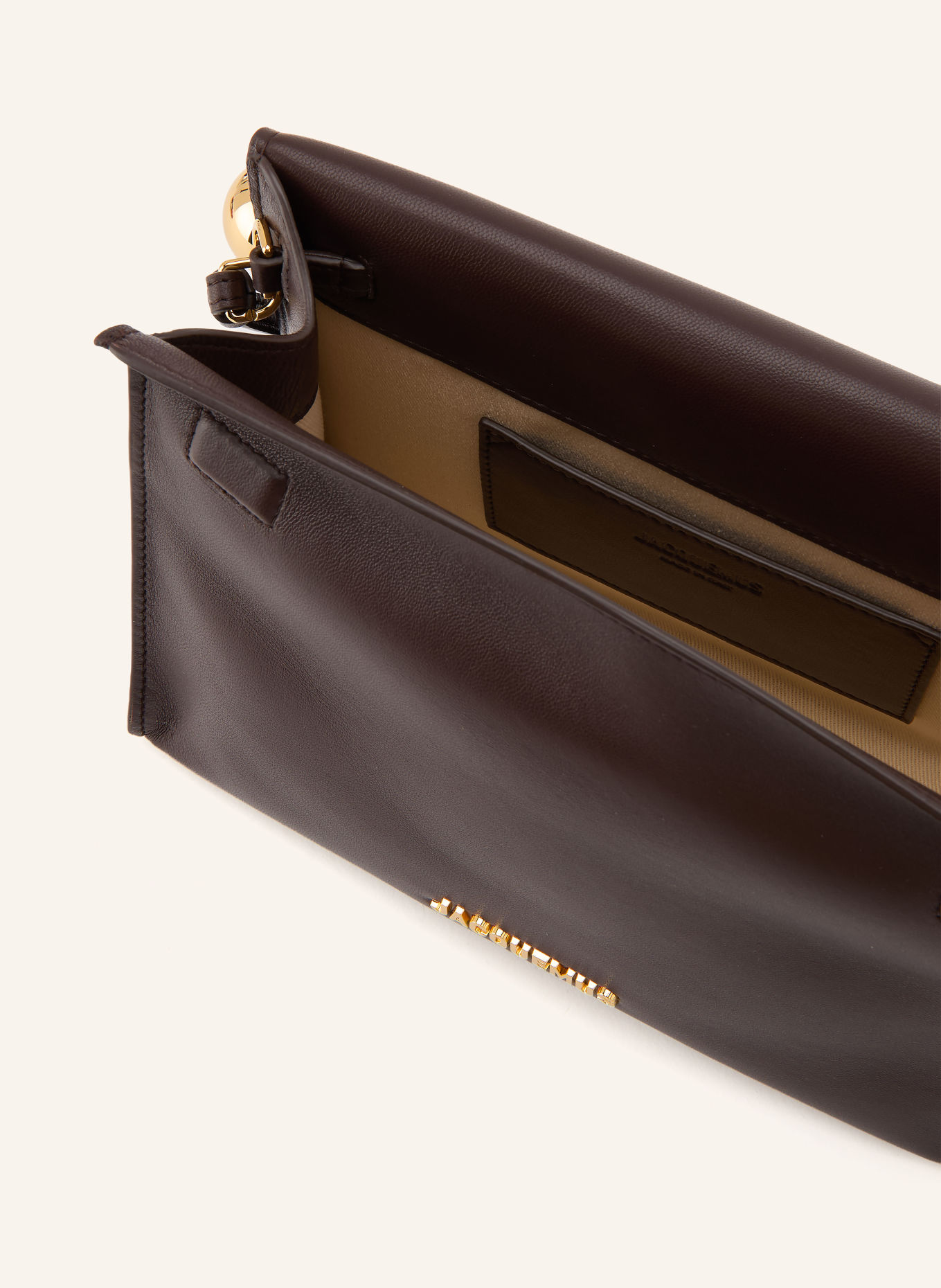 JACQUEMUS Crossbody bag LE SAC ROND CARRE: DARK BROWN / GOLD