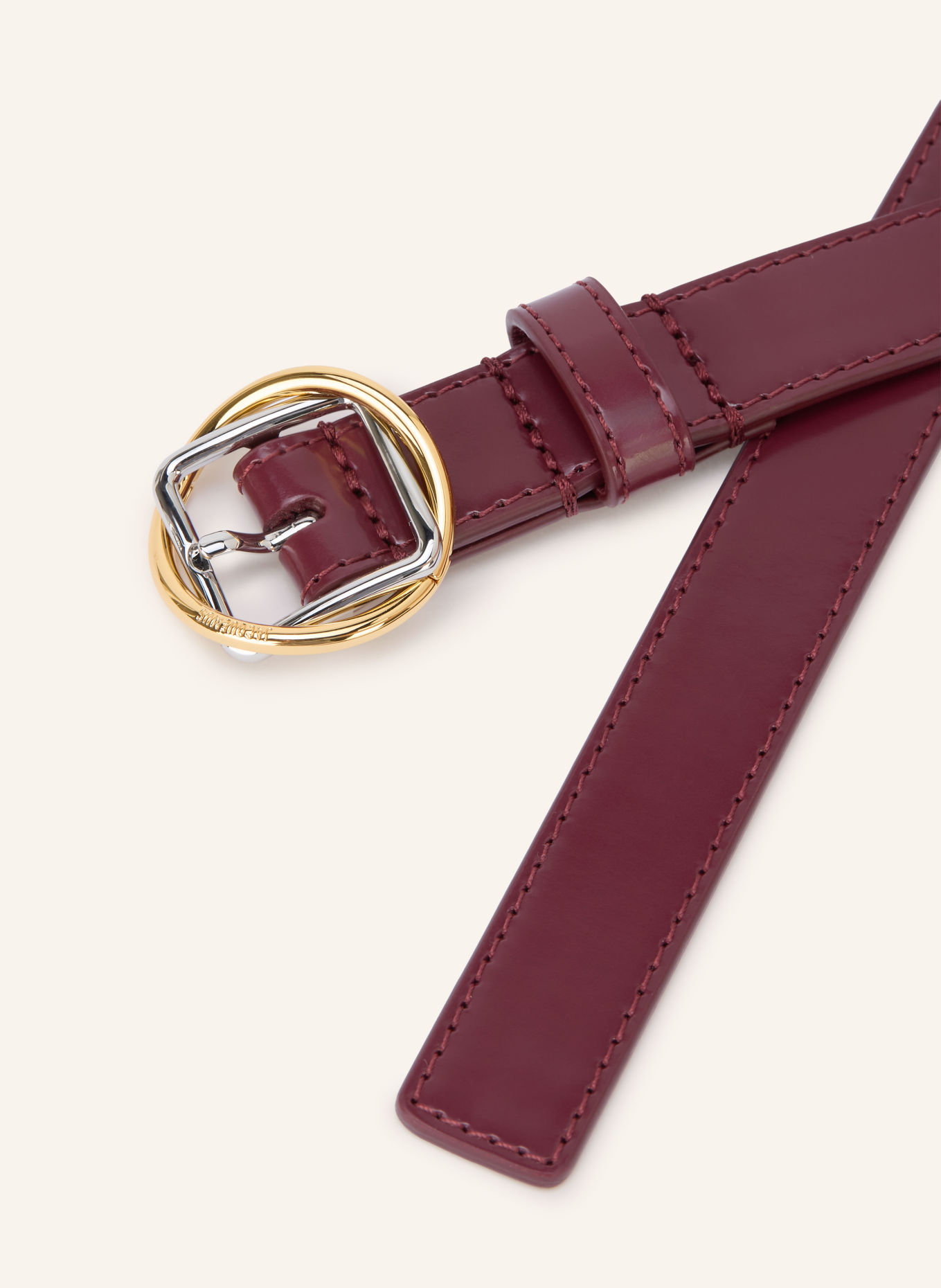 JACQUEMUS Leather belt LE CEINTURE SALON FINE: DARK RED / GOLD