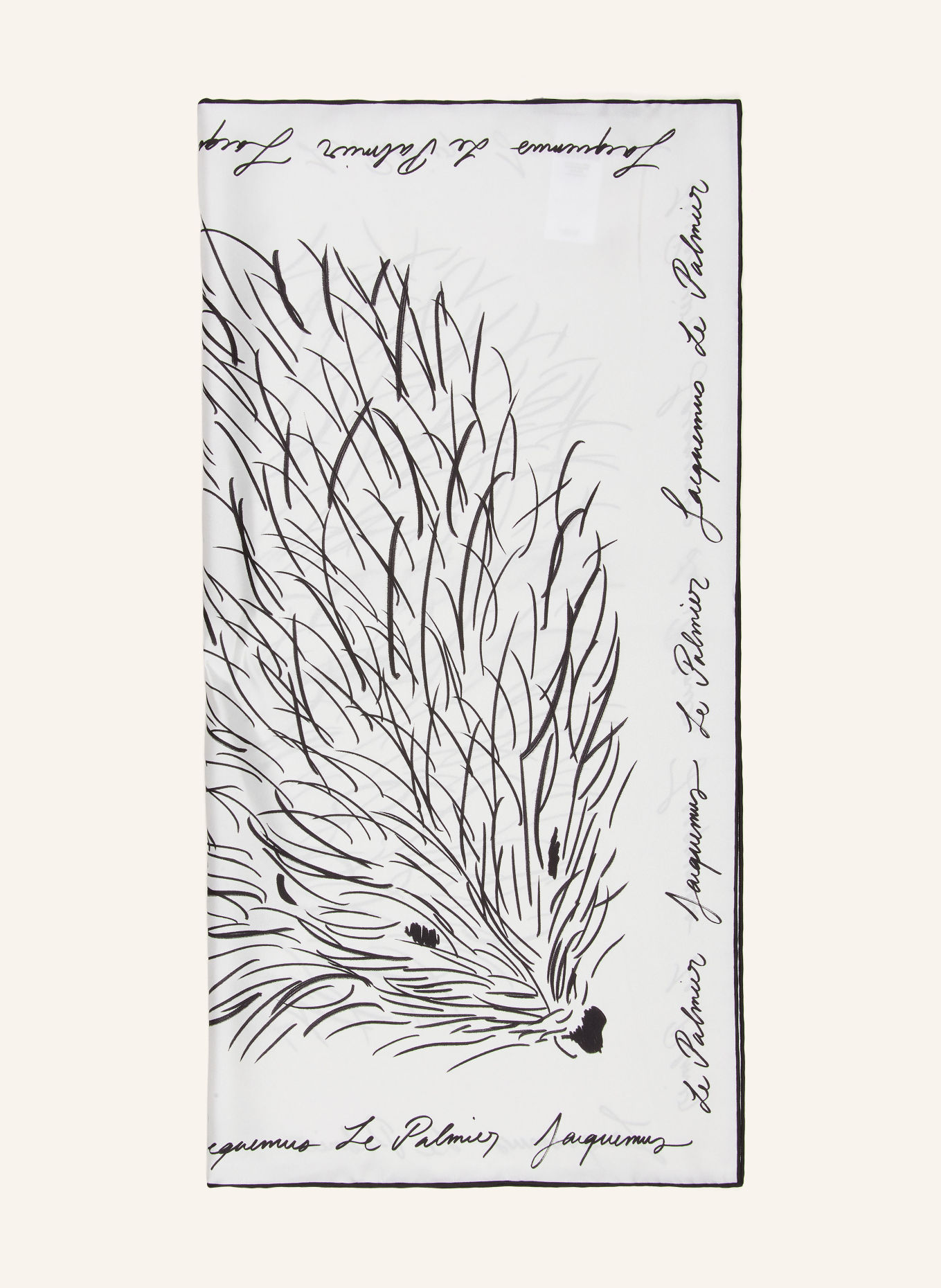 JACQUEMUS Silk Scarf LE FOULARD HERISSON: WHITE / BLACK