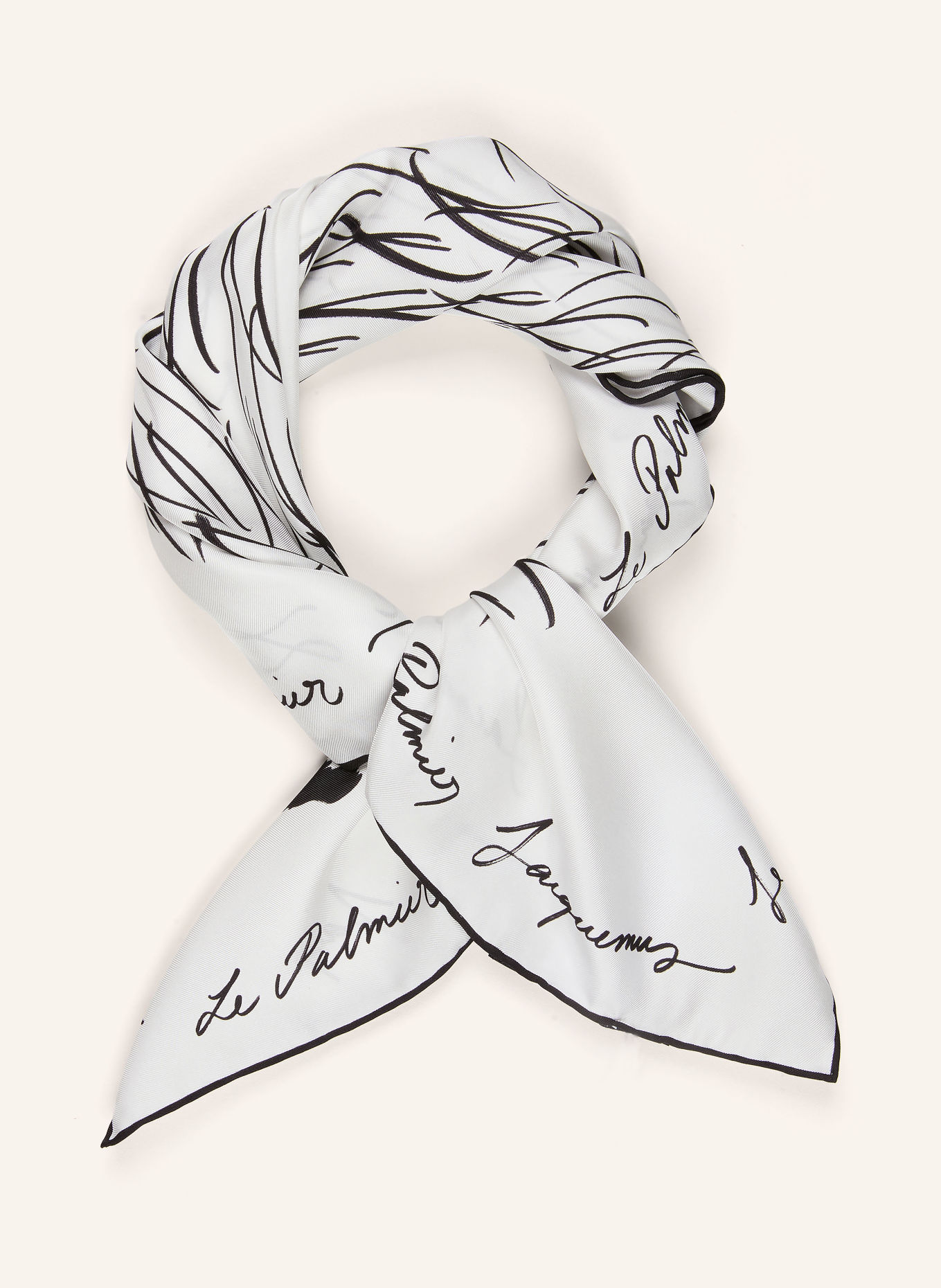 JACQUEMUS Silk Scarf LE FOULARD HERISSON: WHITE / BLACK