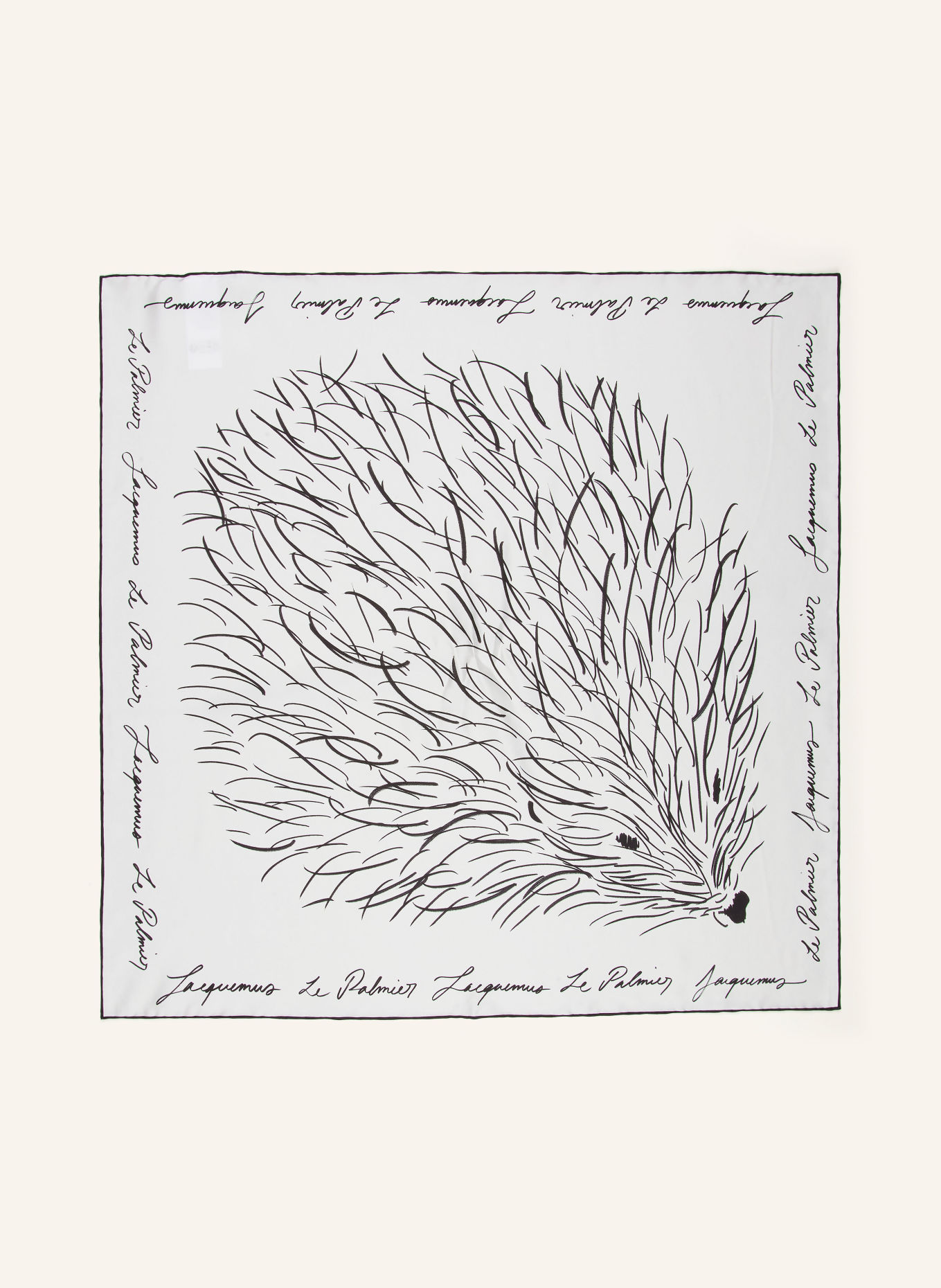 JACQUEMUS Silk Scarf LE FOULARD HERISSON: WHITE / BLACK