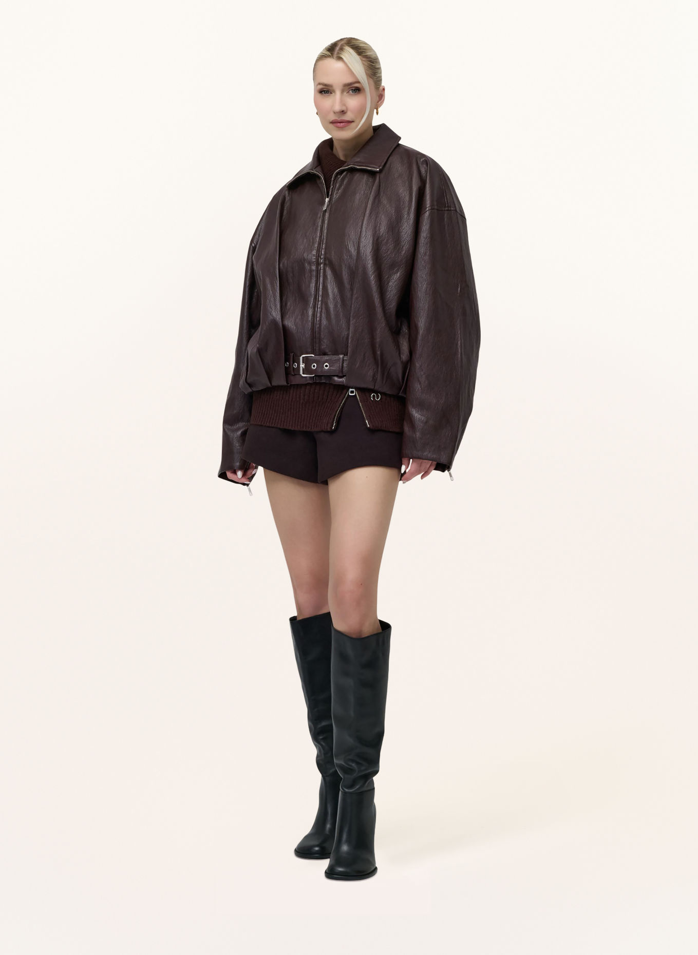 LeGer Studio Jacke CONSTANCE in Lederoptik: DUNKELBRAUN