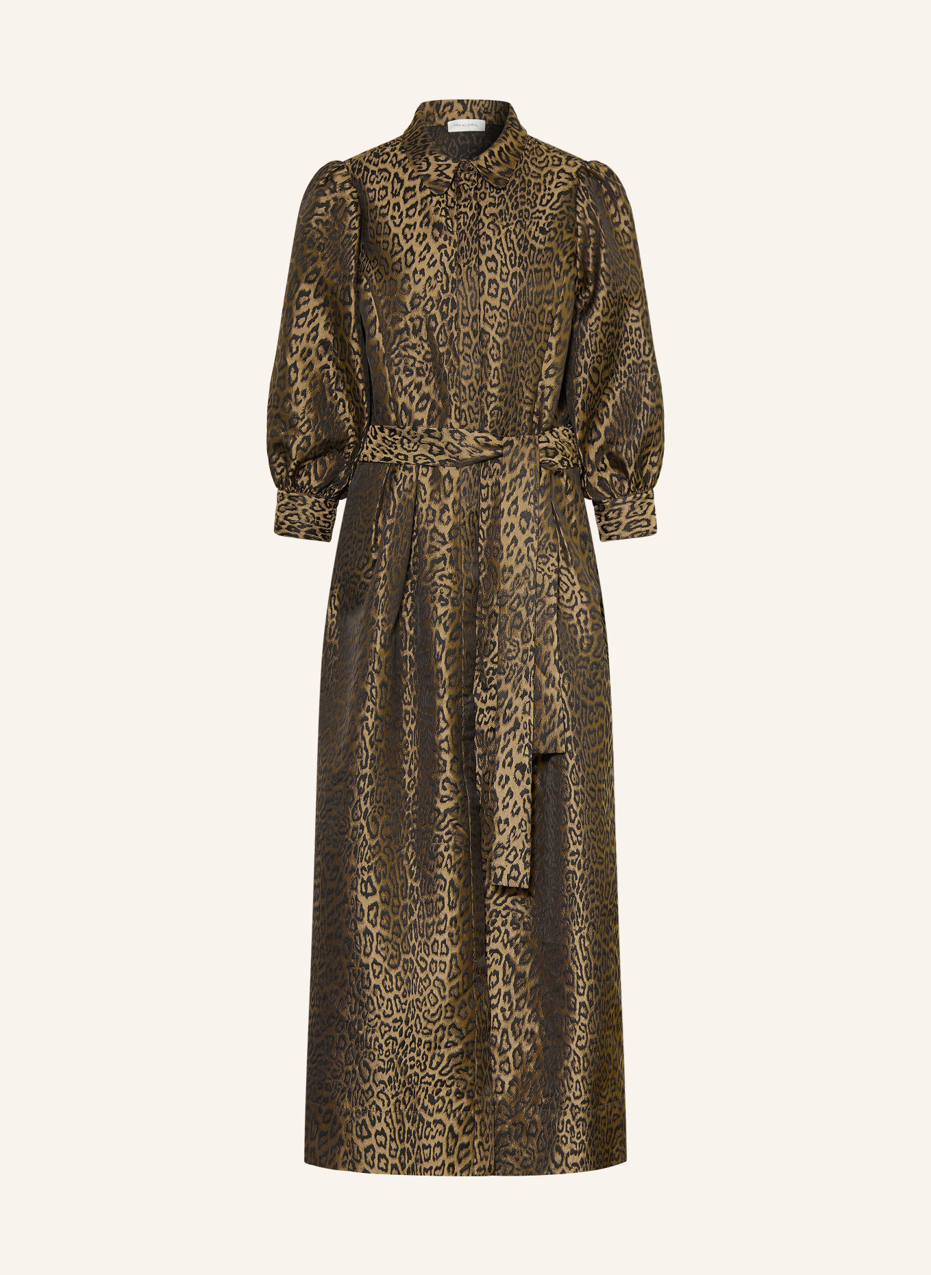 dea kudibal Hemdblusenkleid METTEDEA aus Jacquard mit 3/4-Arm: TAUPE / SCHWARZ