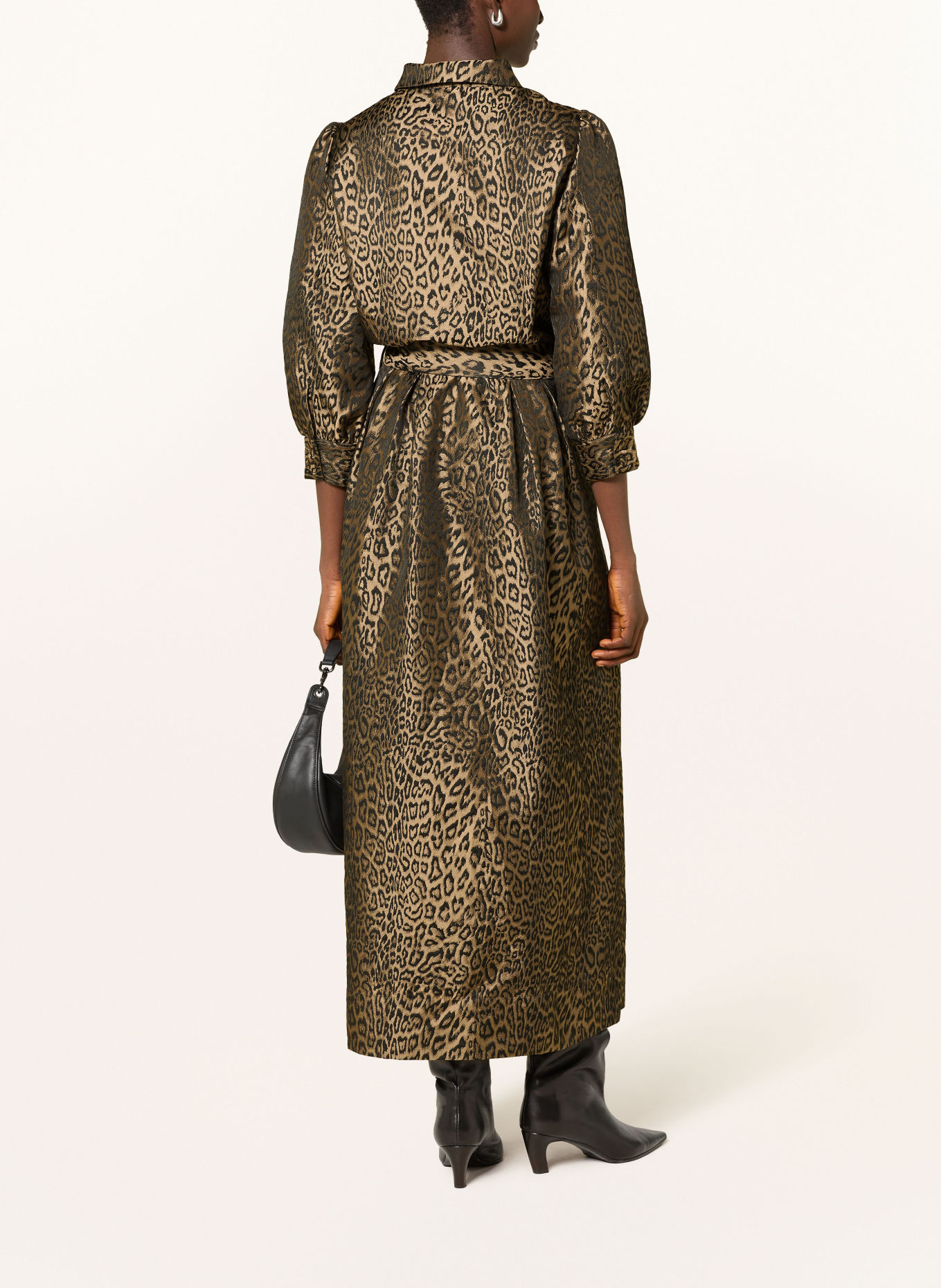 dea kudibal Hemdblusenkleid METTEDEA aus Jacquard mit 3/4-Arm: TAUPE / SCHWARZ