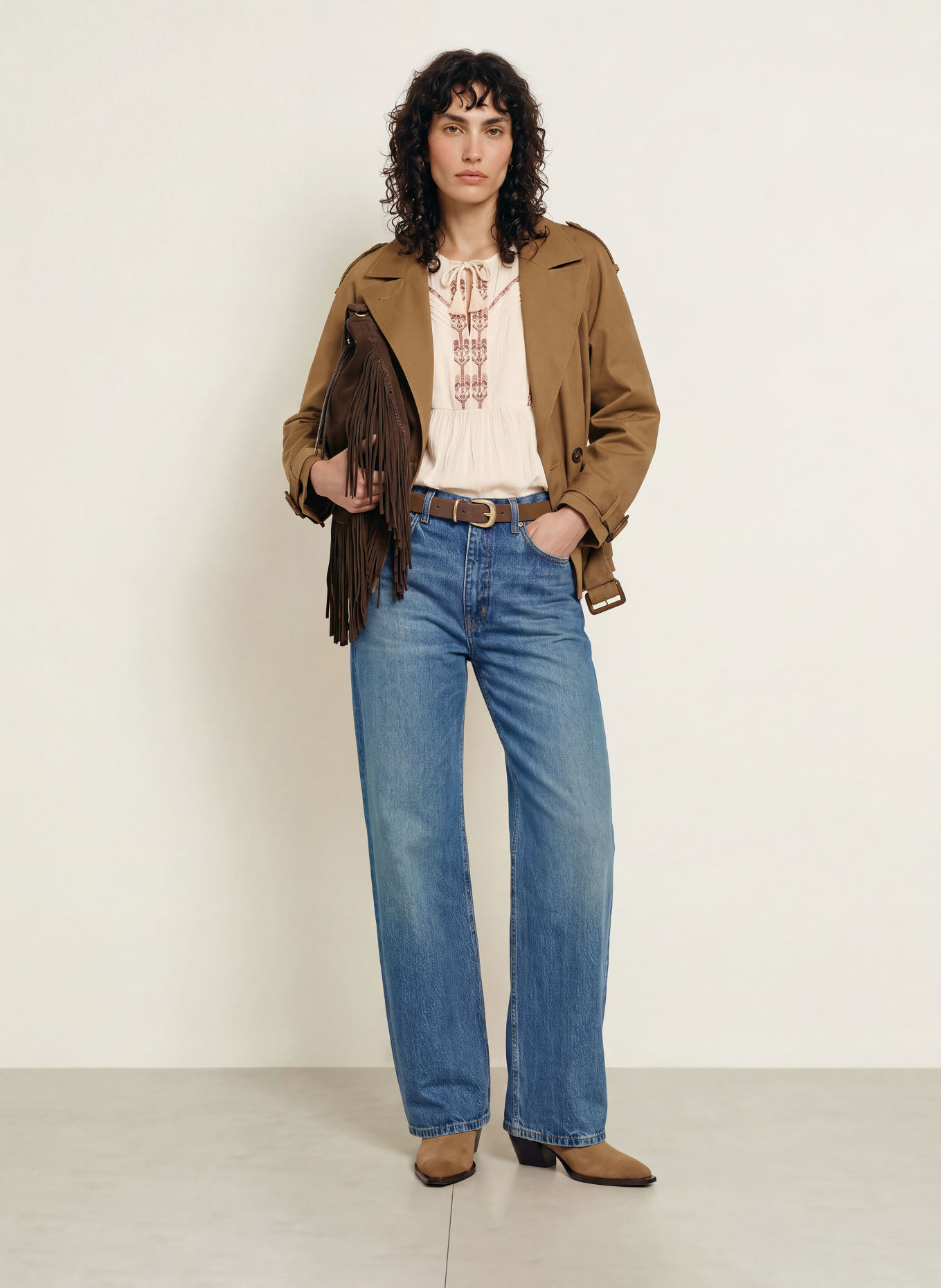 FRAME Wide Leg Jeans THE BOW CROP: SNDW SOUNDWAVE