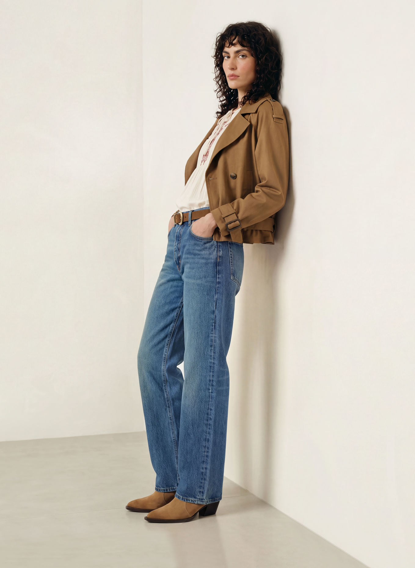 FRAME Wide Leg Jeans THE BOW CROP: SNDW SOUNDWAVE