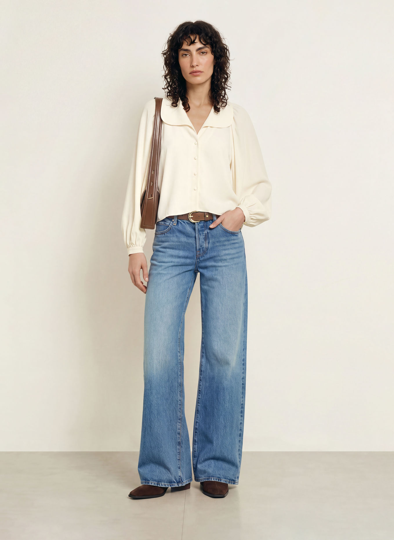 FRAME Seidenbluse THE SILK GALA SHIRT: CREME