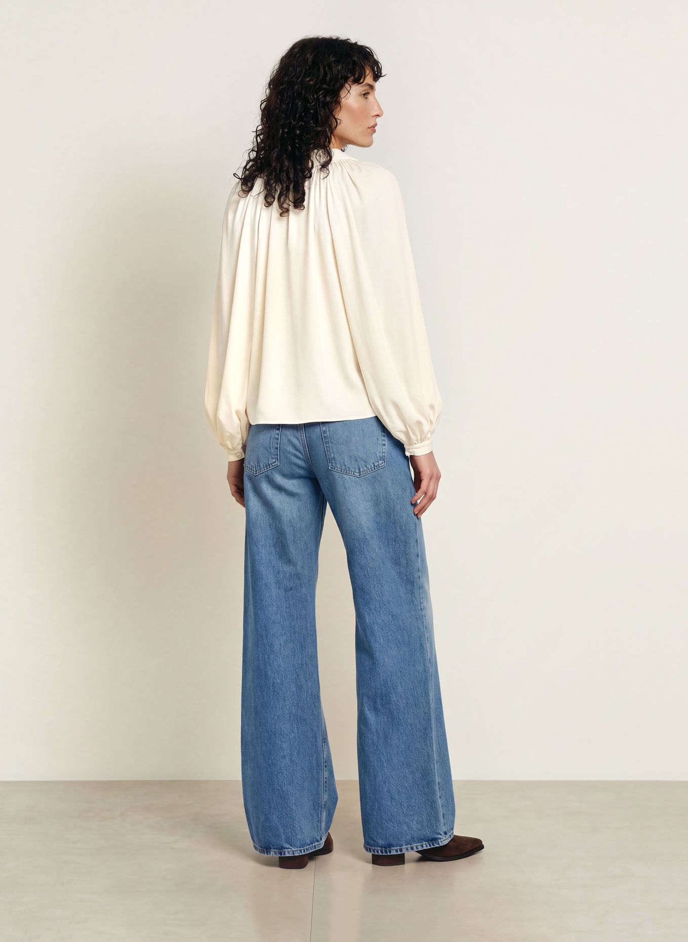 FRAME Seidenbluse THE SILK GALA SHIRT: CREME
