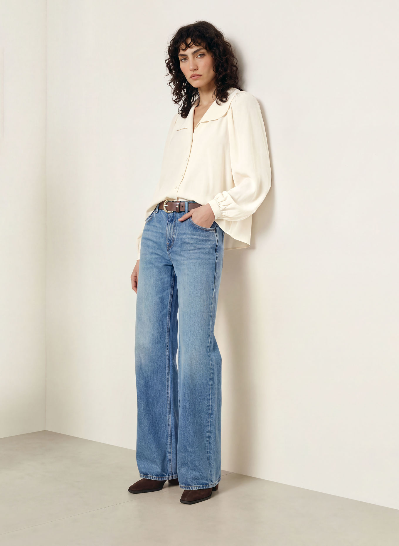 FRAME Seidenbluse THE SILK GALA SHIRT: CREME