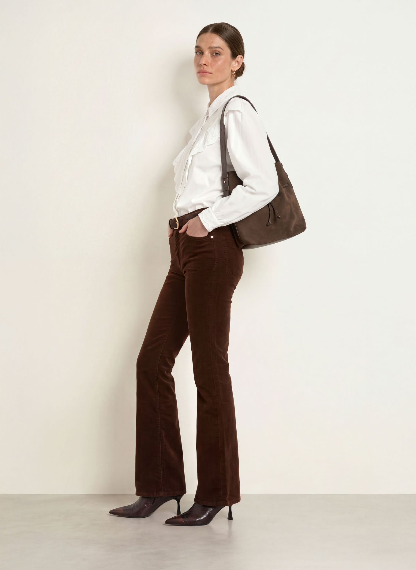 FRAME Pantalon bootcut THE CORDUROY REBOOT en velours côtelé: ESPR ESPRESSO