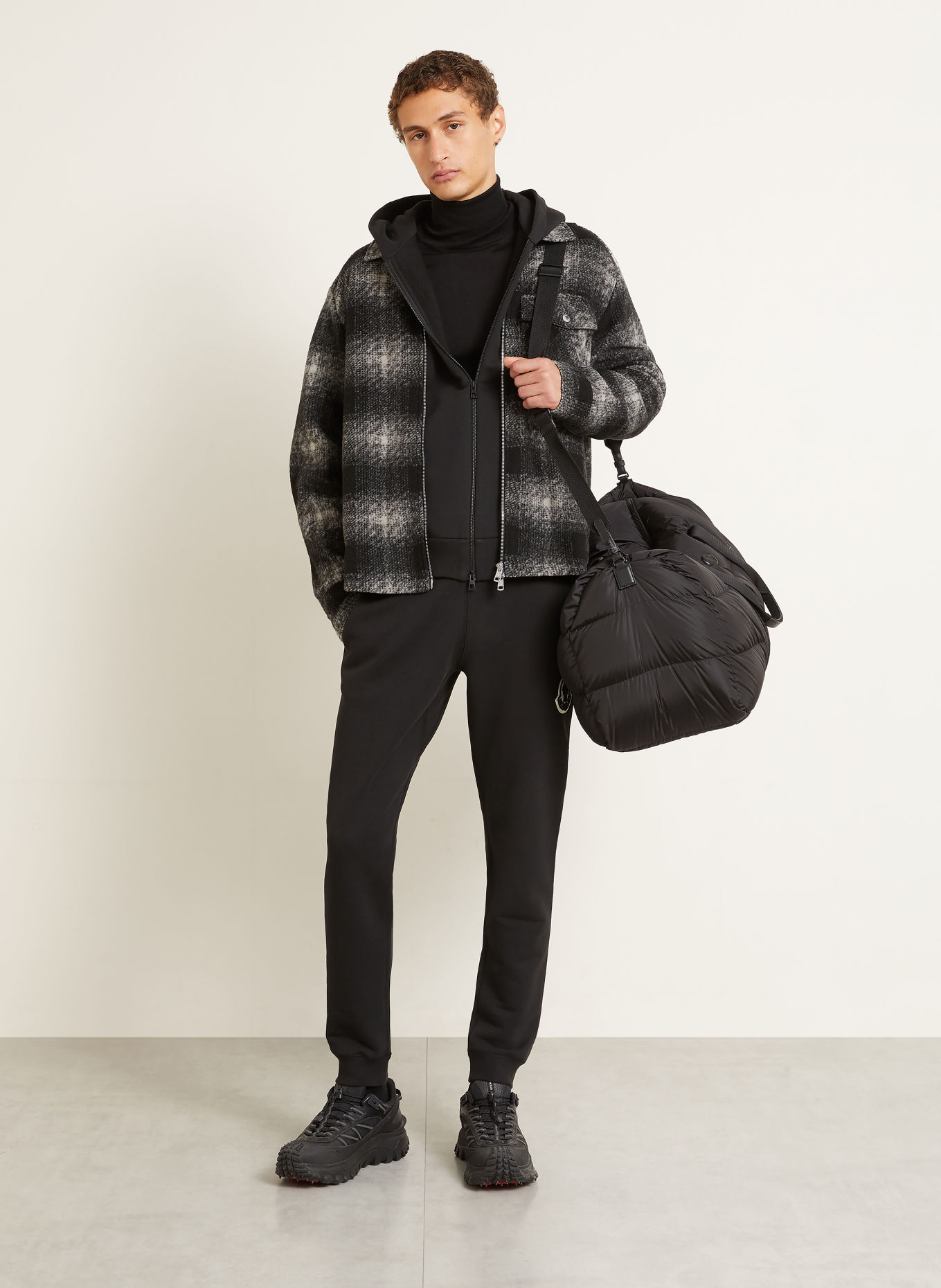 MONCLER Overjacket: SCHWARZ / HELLGRAU / DUNKELGRAU