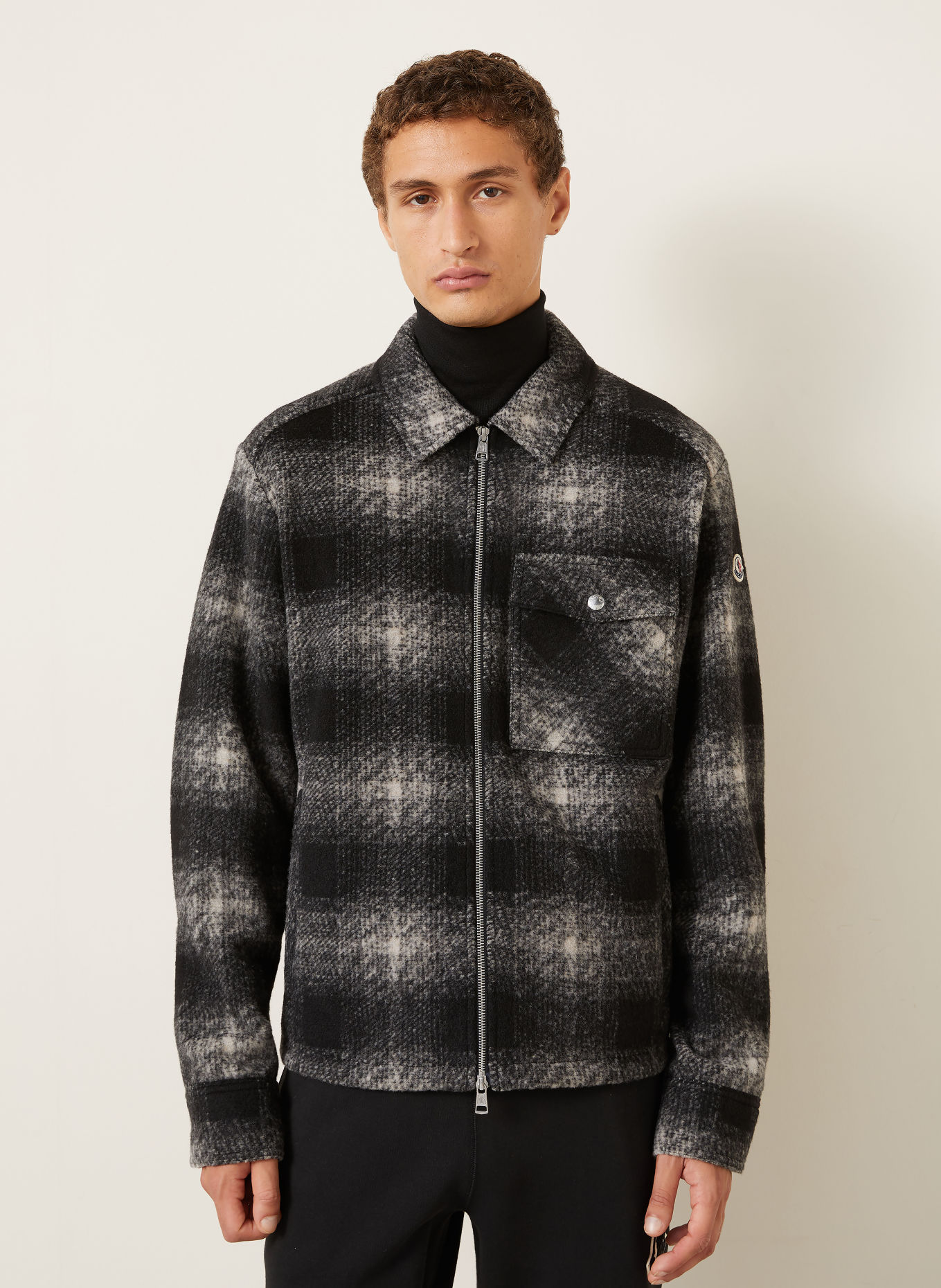 MONCLER Overjacket: SCHWARZ / HELLGRAU / DUNKELGRAU