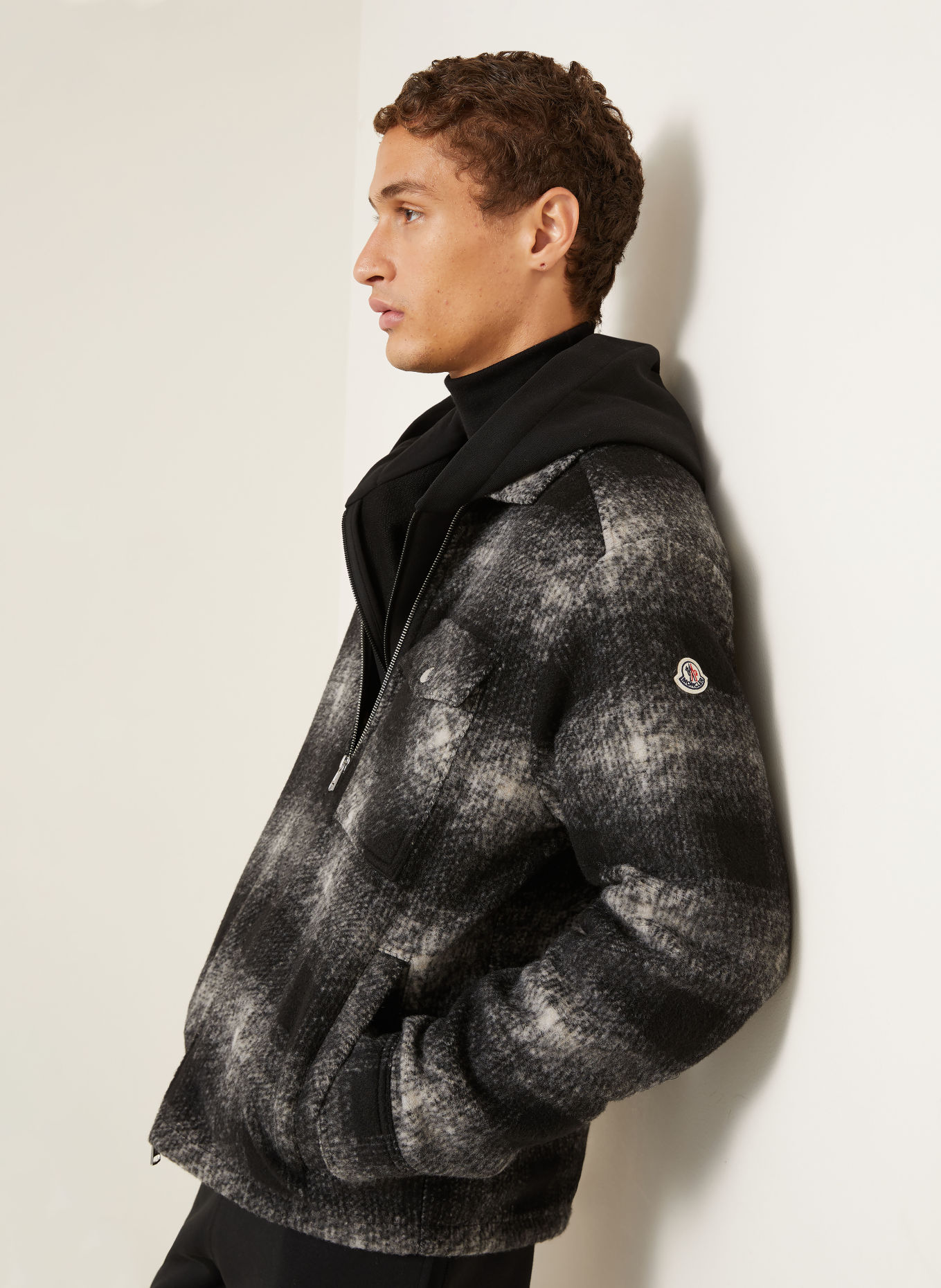 MONCLER Overjacket: SCHWARZ / HELLGRAU / DUNKELGRAU