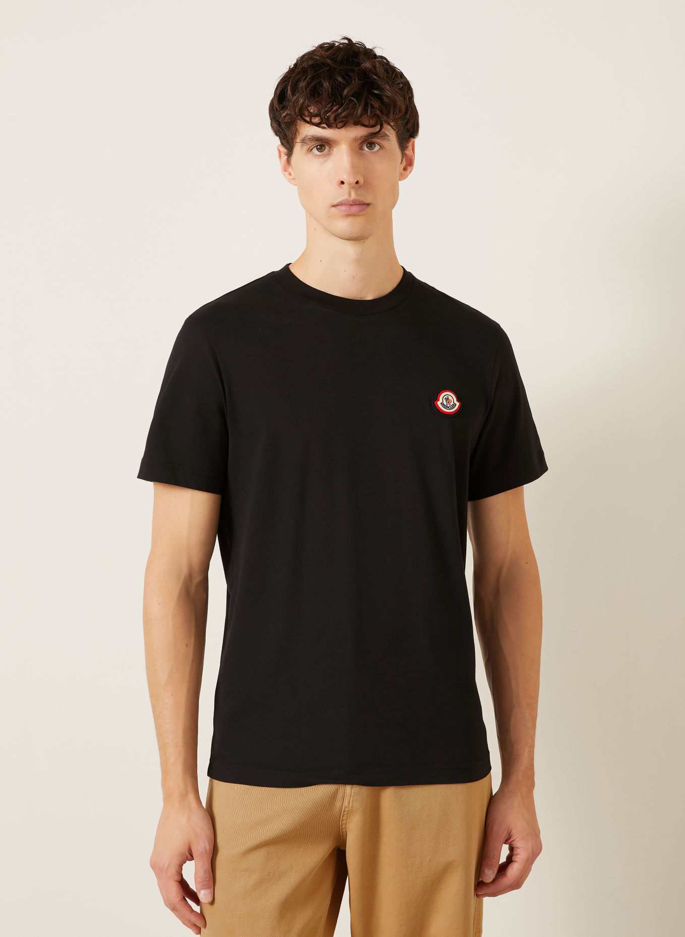 MONCLER T-shirt: BLACK / ECRU / RED