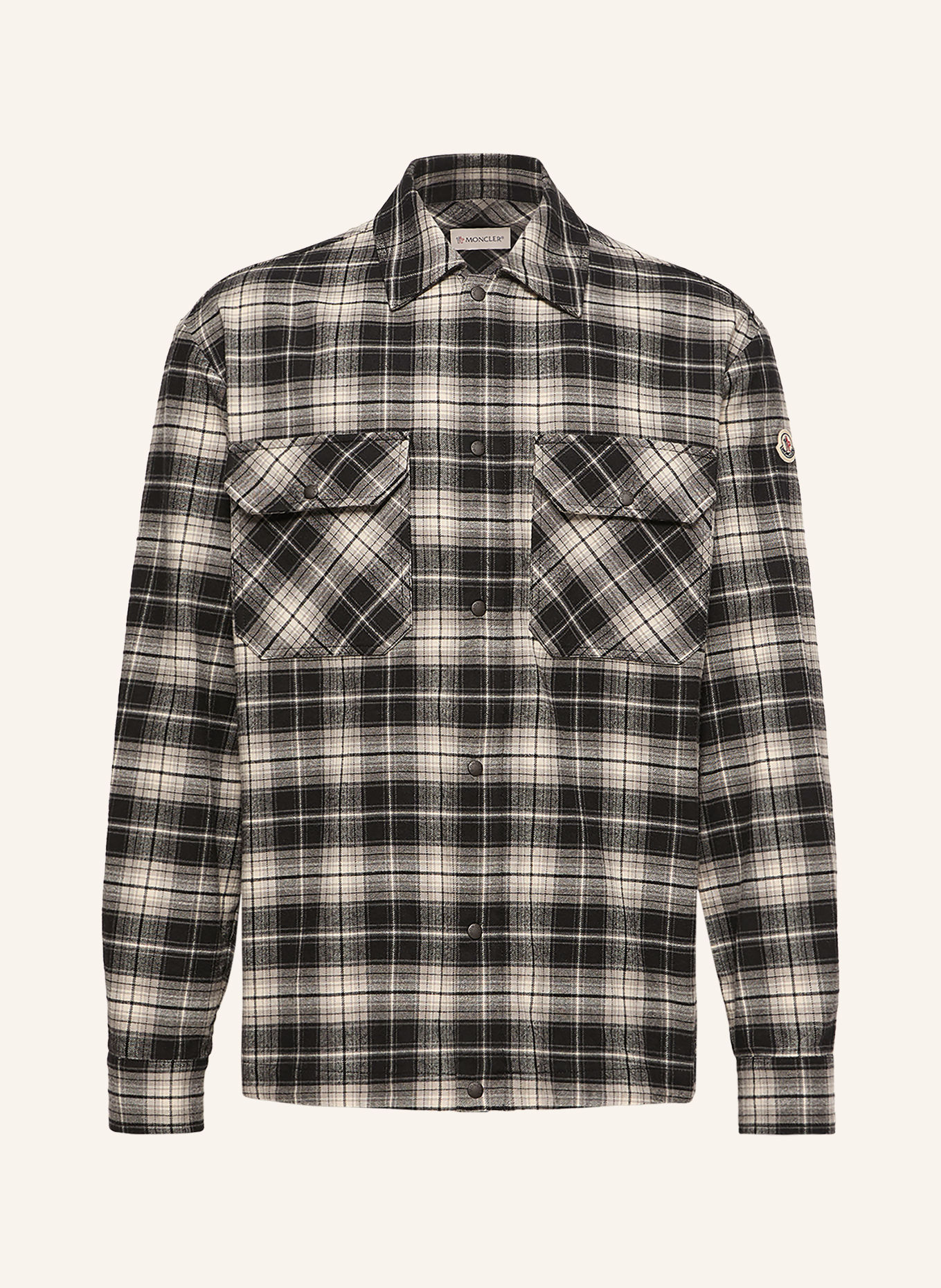 MONCLER Flanell-Overshirt: SCHWARZ / GRAU / WEISS