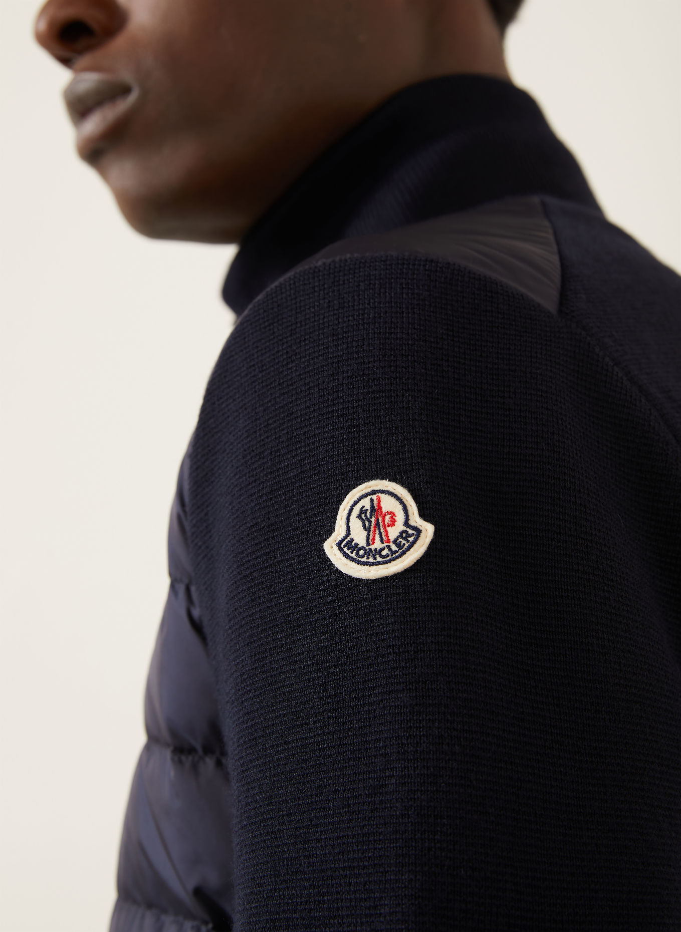 MONCLER Lekka kurtka puchowa z mieszanki materiałów: GRANATOWY