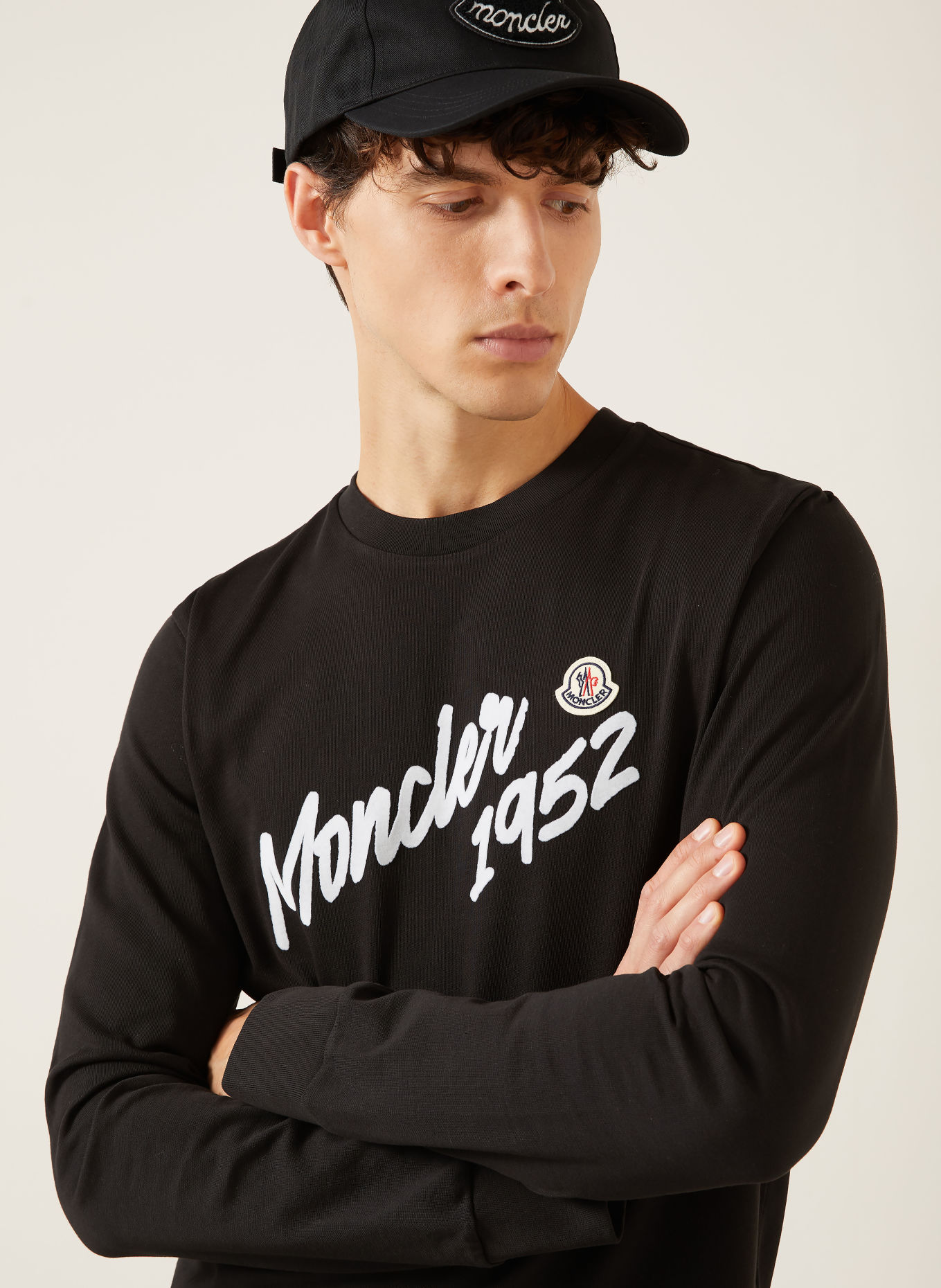 MONCLER Long-sleeve shirt: BLACK / RED / WHITE