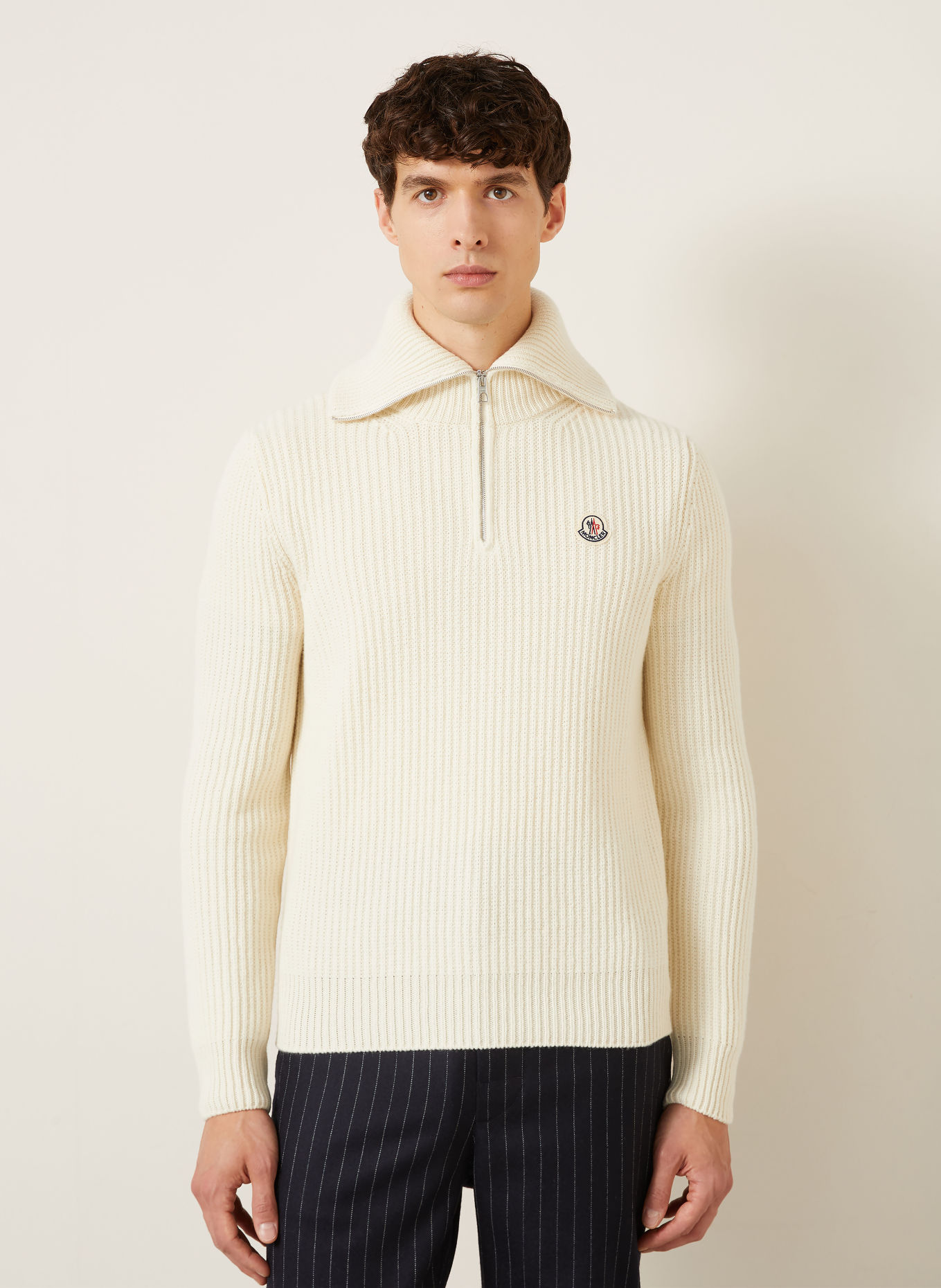 MONCLER Half-zip sweater: CREAM