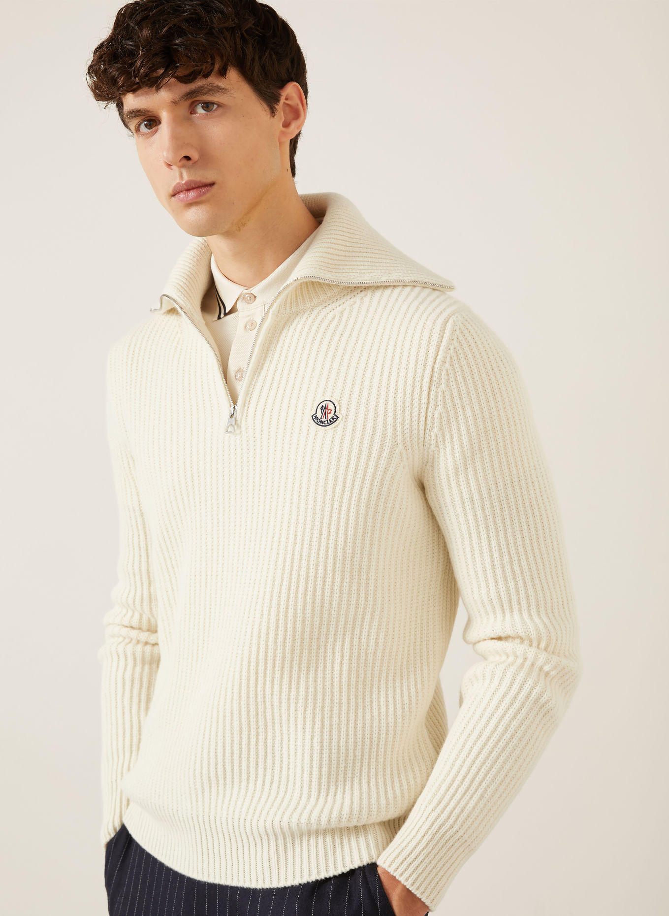 MONCLER Half-zip sweater: CREAM