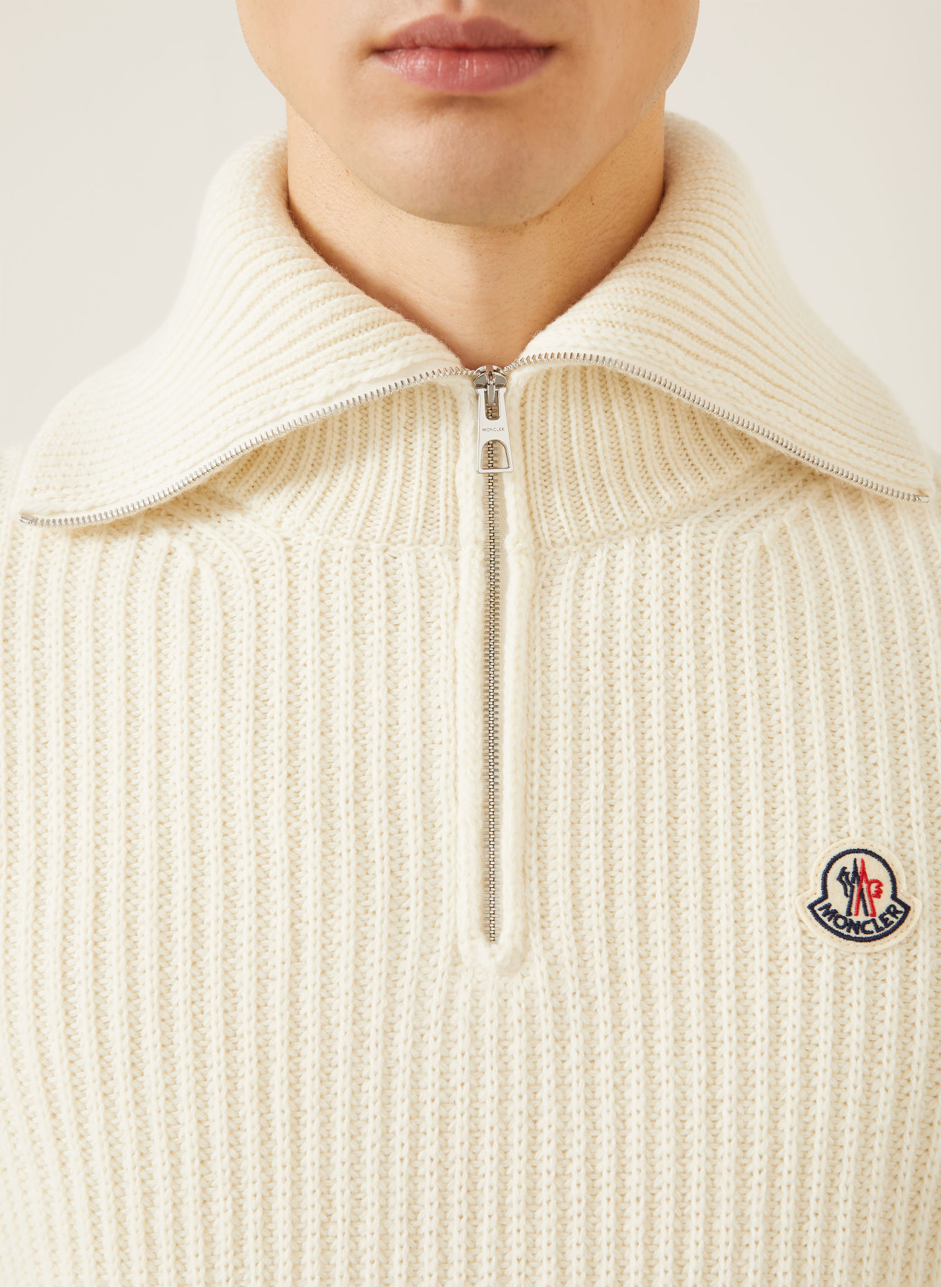 MONCLER Half-zip sweater: CREAM