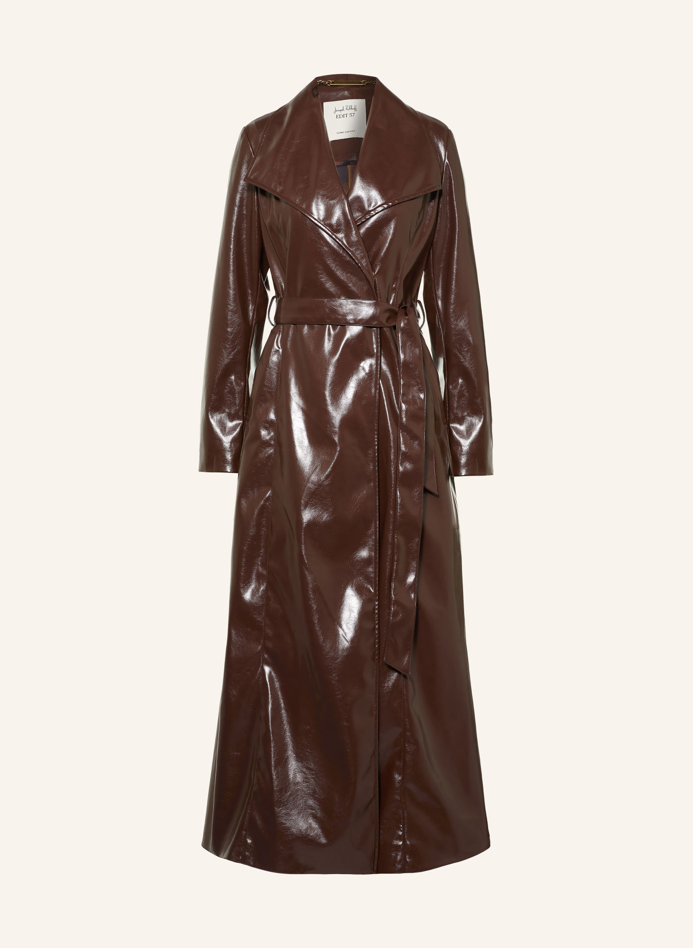 Joseph Ribkoff Leather-look Trench coat: DARK BROWN