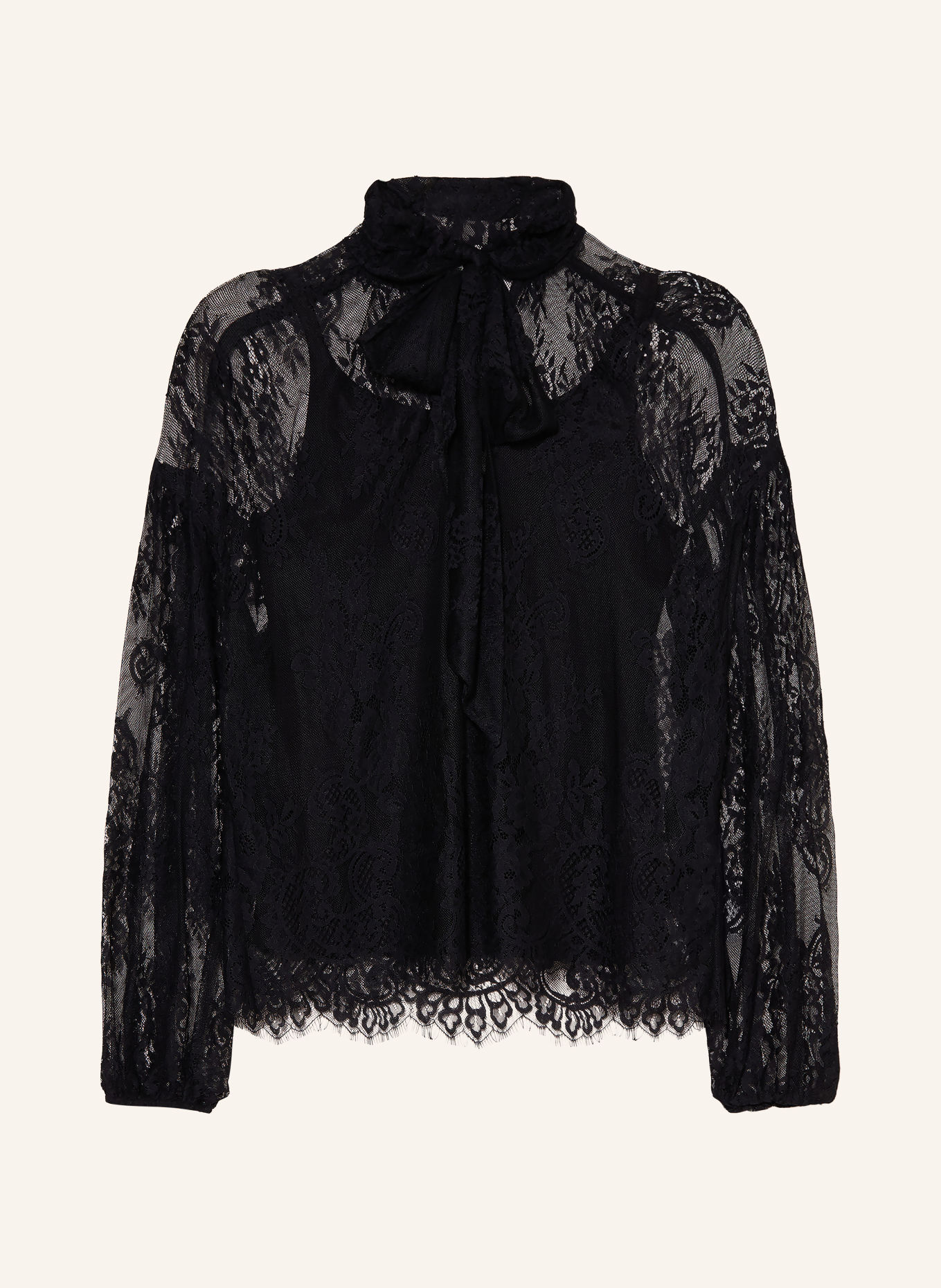 Joseph Ribkoff Strikblouse met strik van kant: ZWART