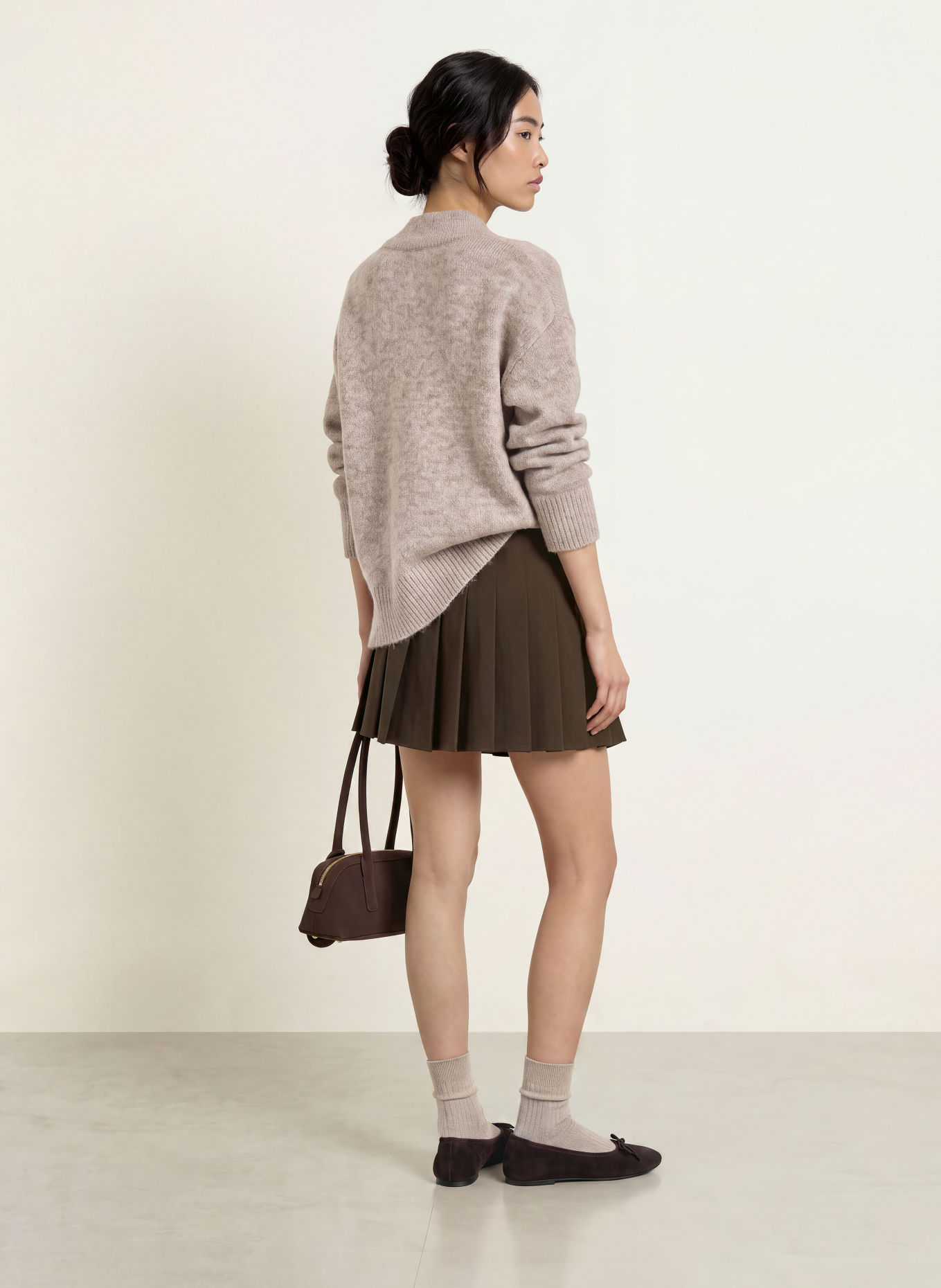 NEO NOIR Jupe plissée LAURINA: MARRON FONCÉ