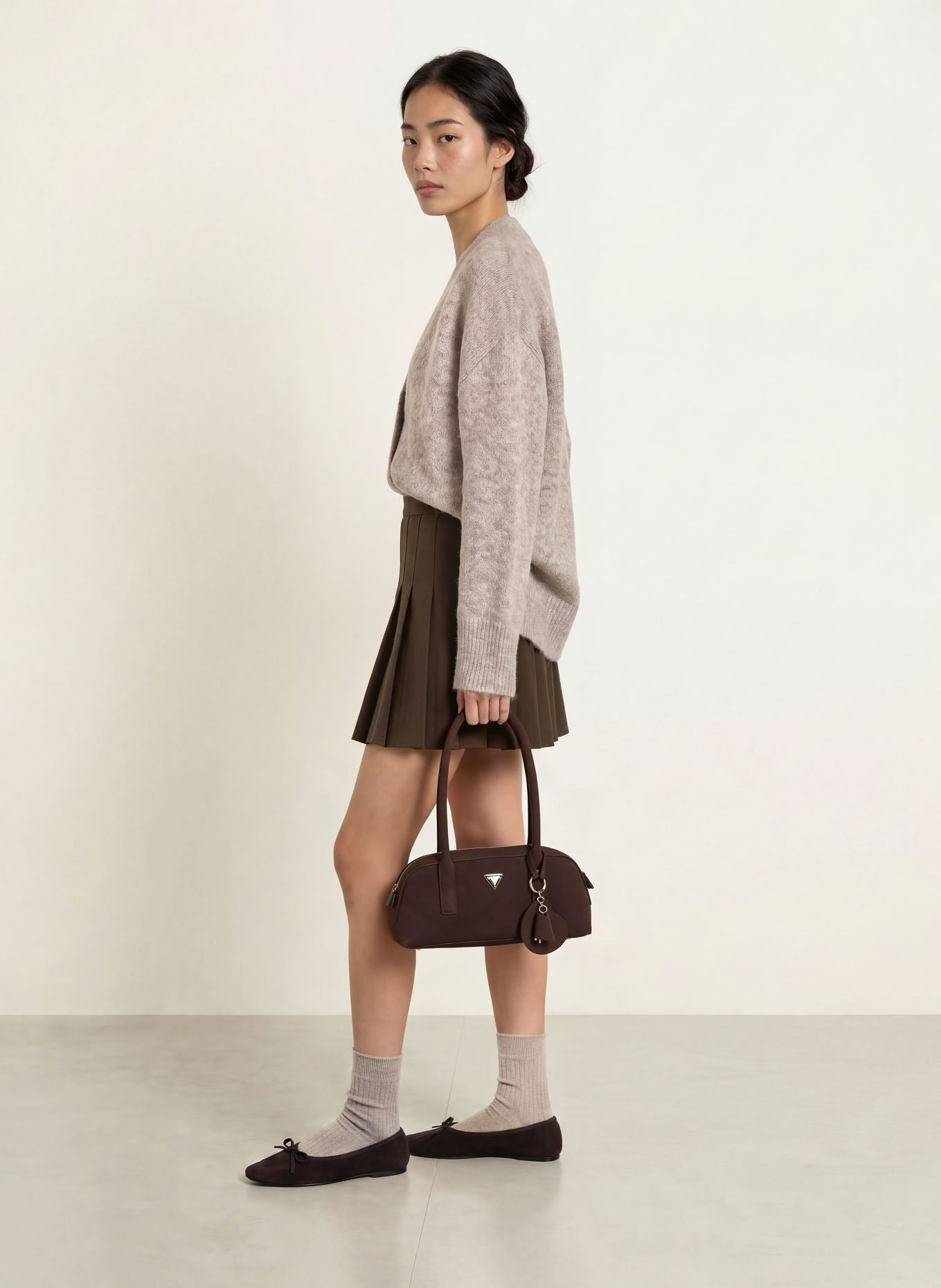 NEO NOIR Jupe plissée LAURINA: MARRON FONCÉ