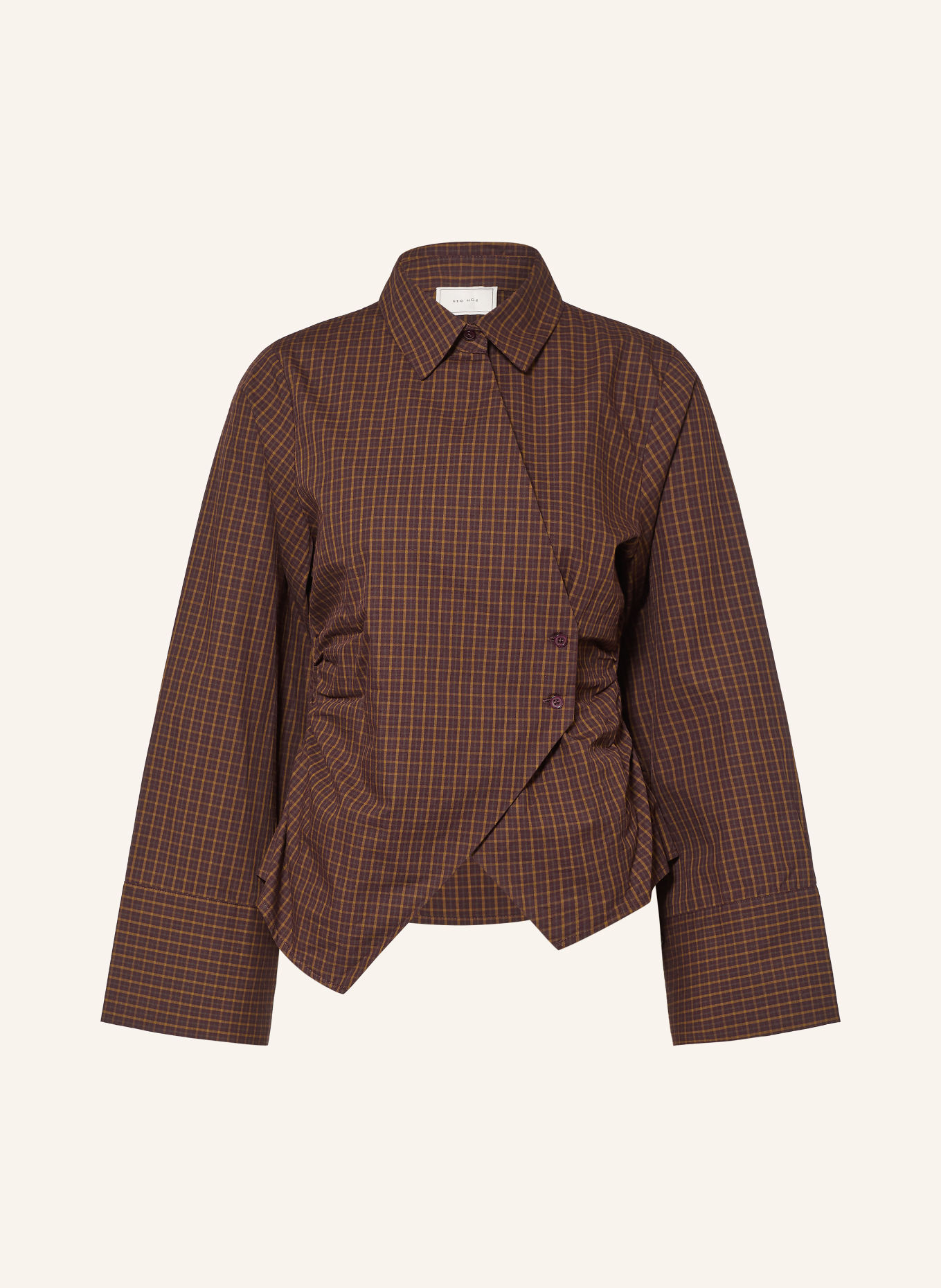 NEO NOIR Skjortblus FENLI: MÖRKLILA / KHAKI / GRÖN
