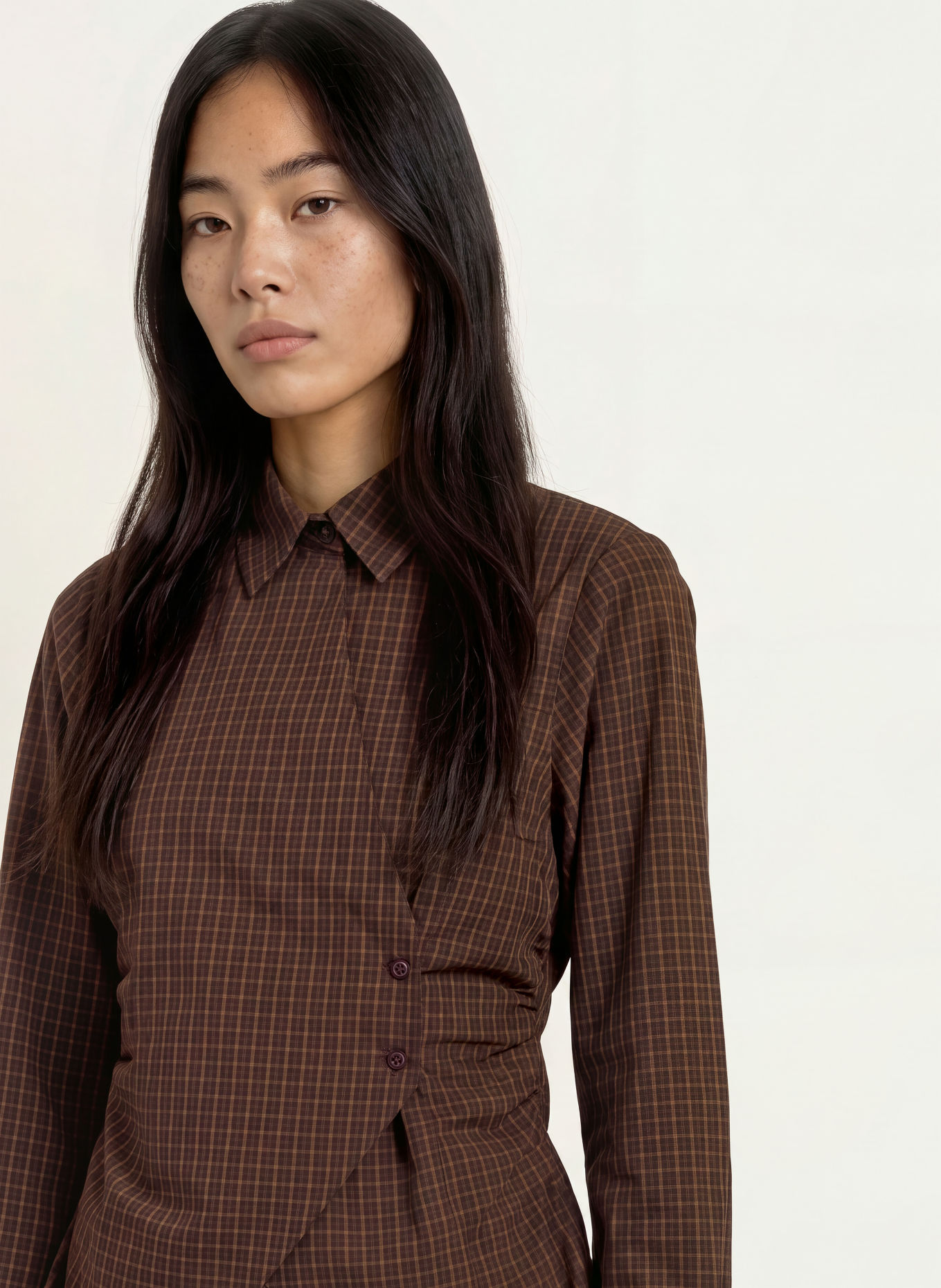 NEO NOIR Skjortblus FENLI: MÖRKLILA / KHAKI / GRÖN