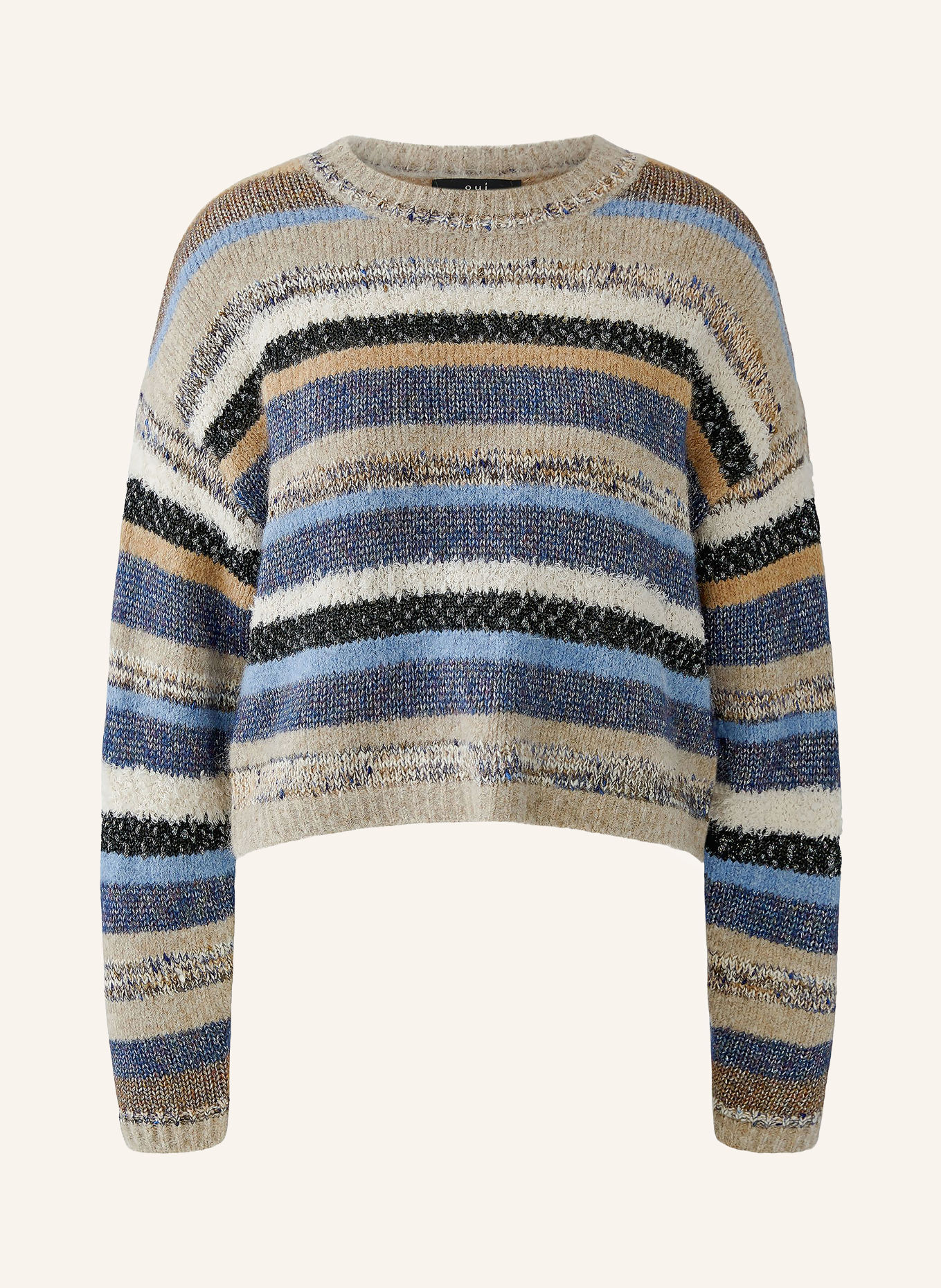 oui Sweater with glitter yarn: BLUE / BEIGE / BLACK