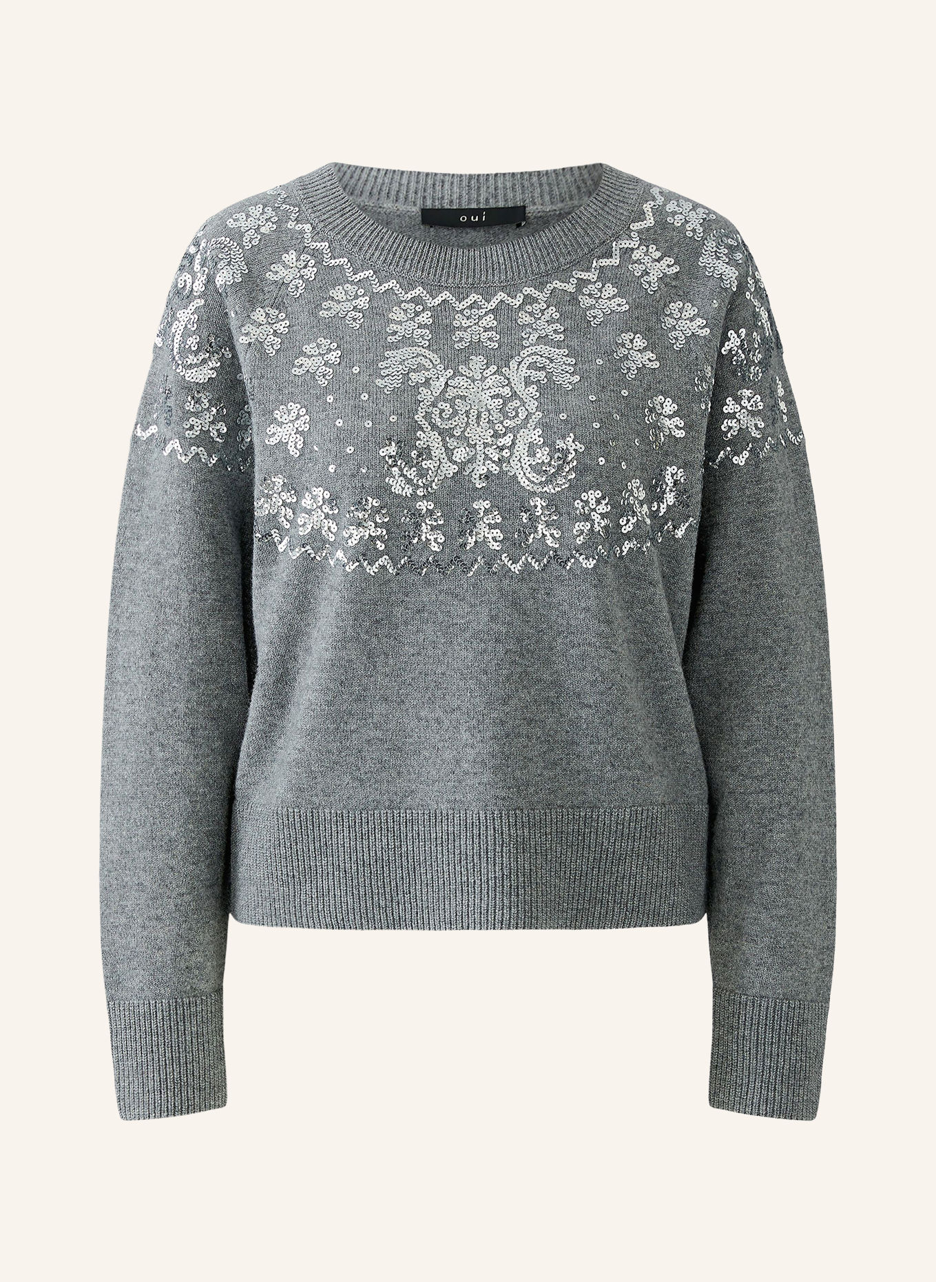 oui Sequin Sweater: GRAY