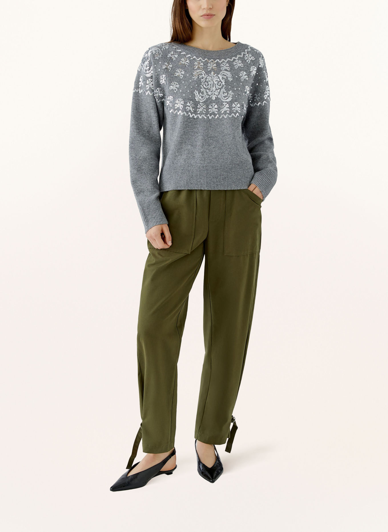oui Sequin Sweater: GRAY